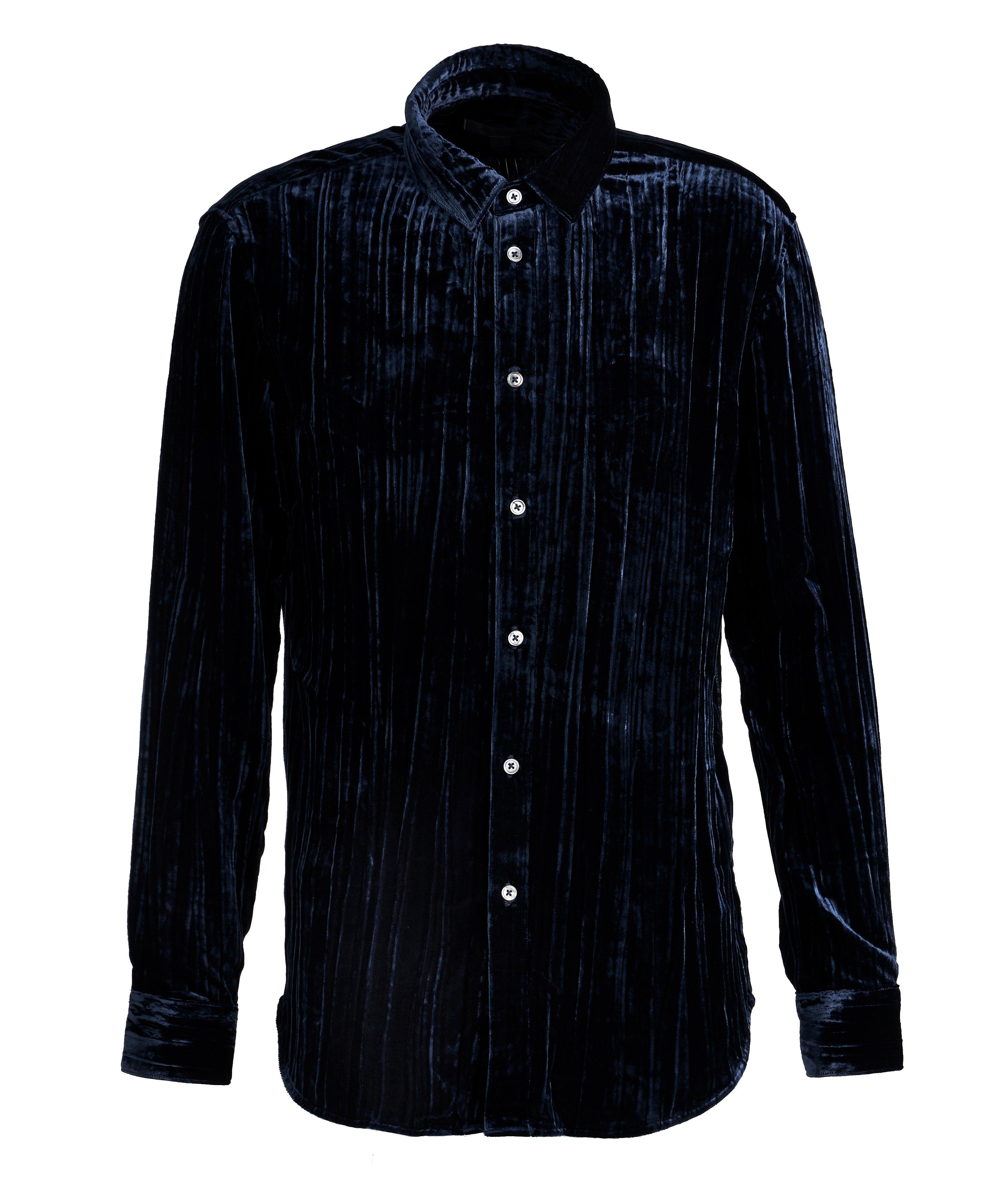 Slim-Fit Crinkled Velvet Overshirt image 0