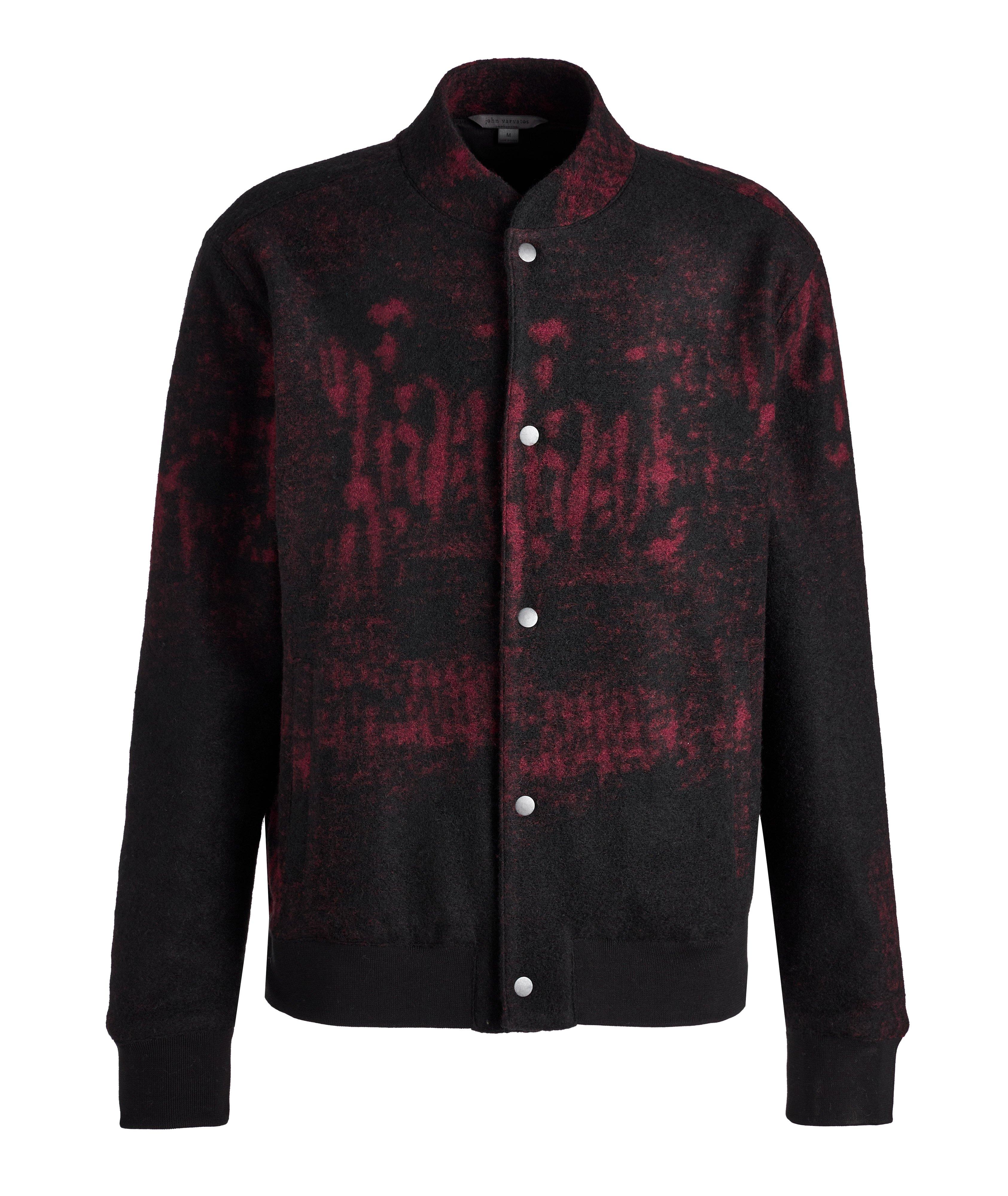 Wool-Blend Oxblood Bomber Jacket image 0