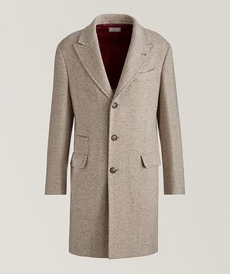 Brunello Cucinelli Wool-Cashmere Herringbone Overcoat