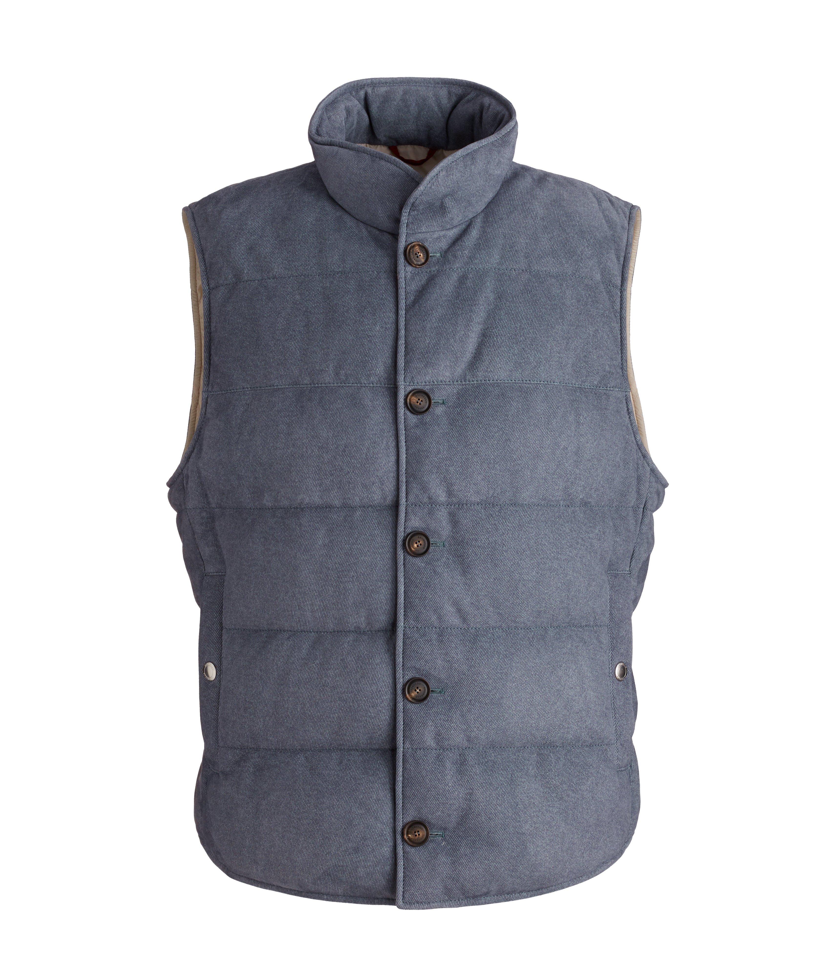 Suede Printed Twill Down Vest image 0