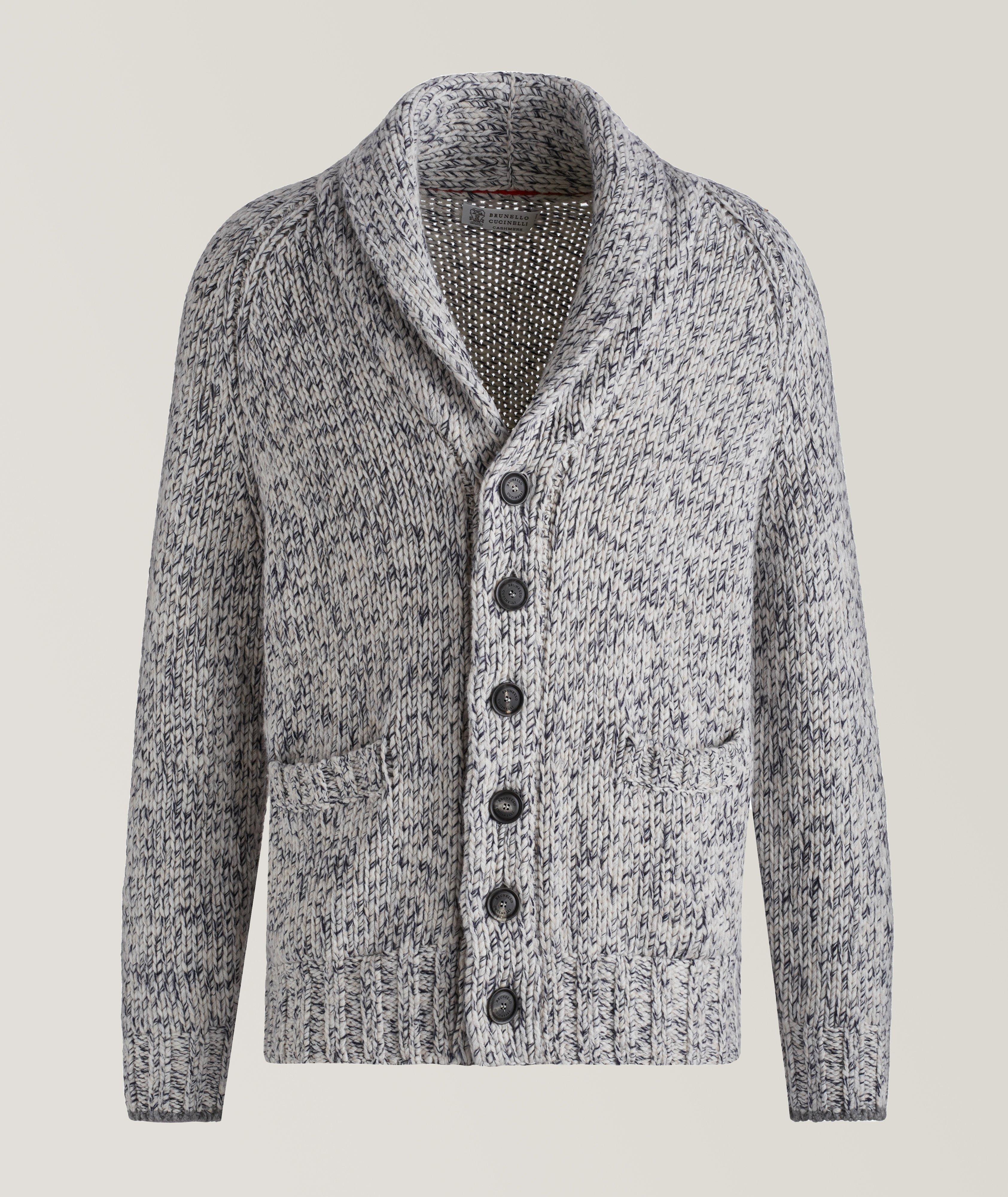 Brunello Cucinelli Ribbed Knit Chine Cashmere Cardigan 