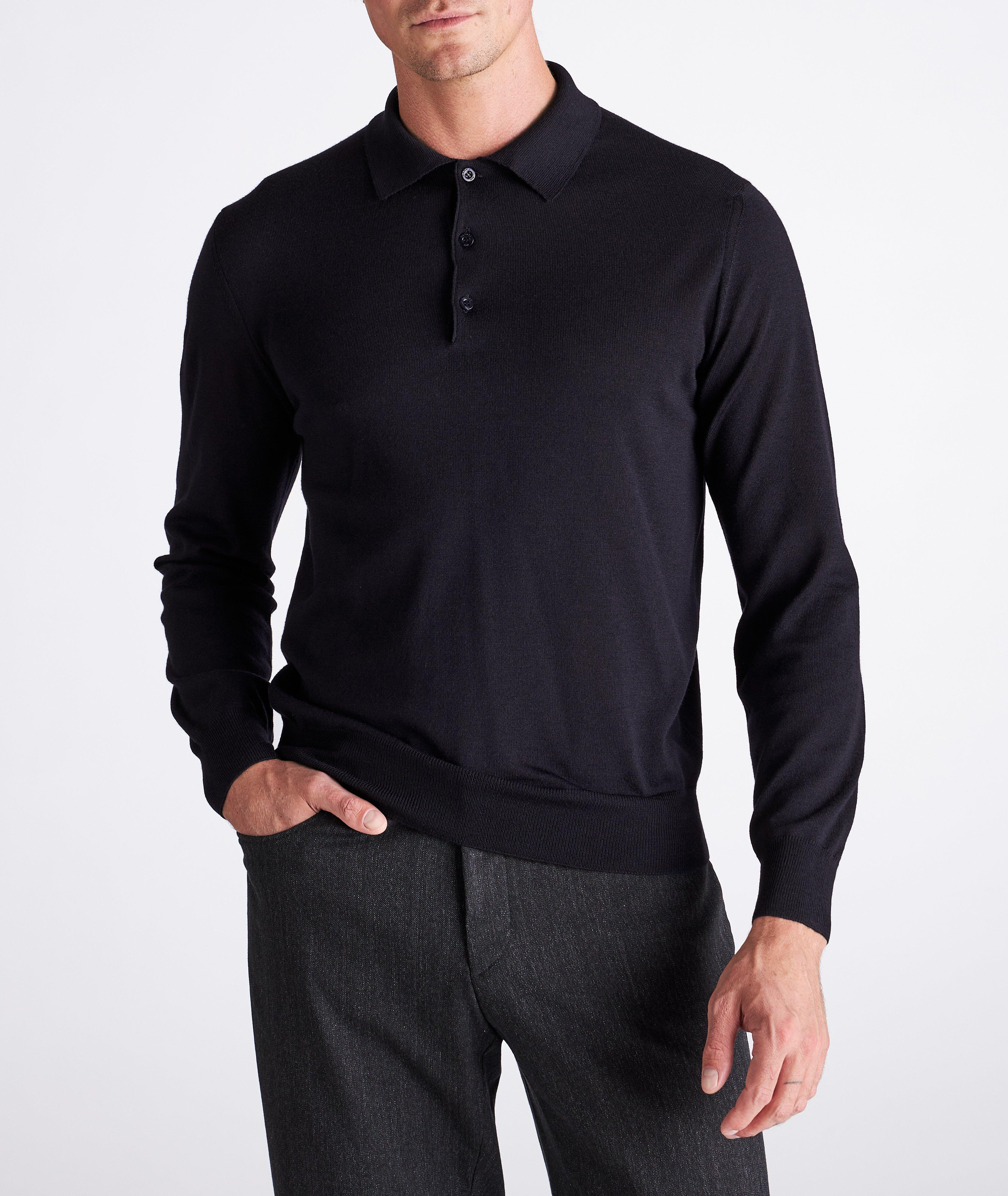 Long-Sleeve Wool Polo image 2