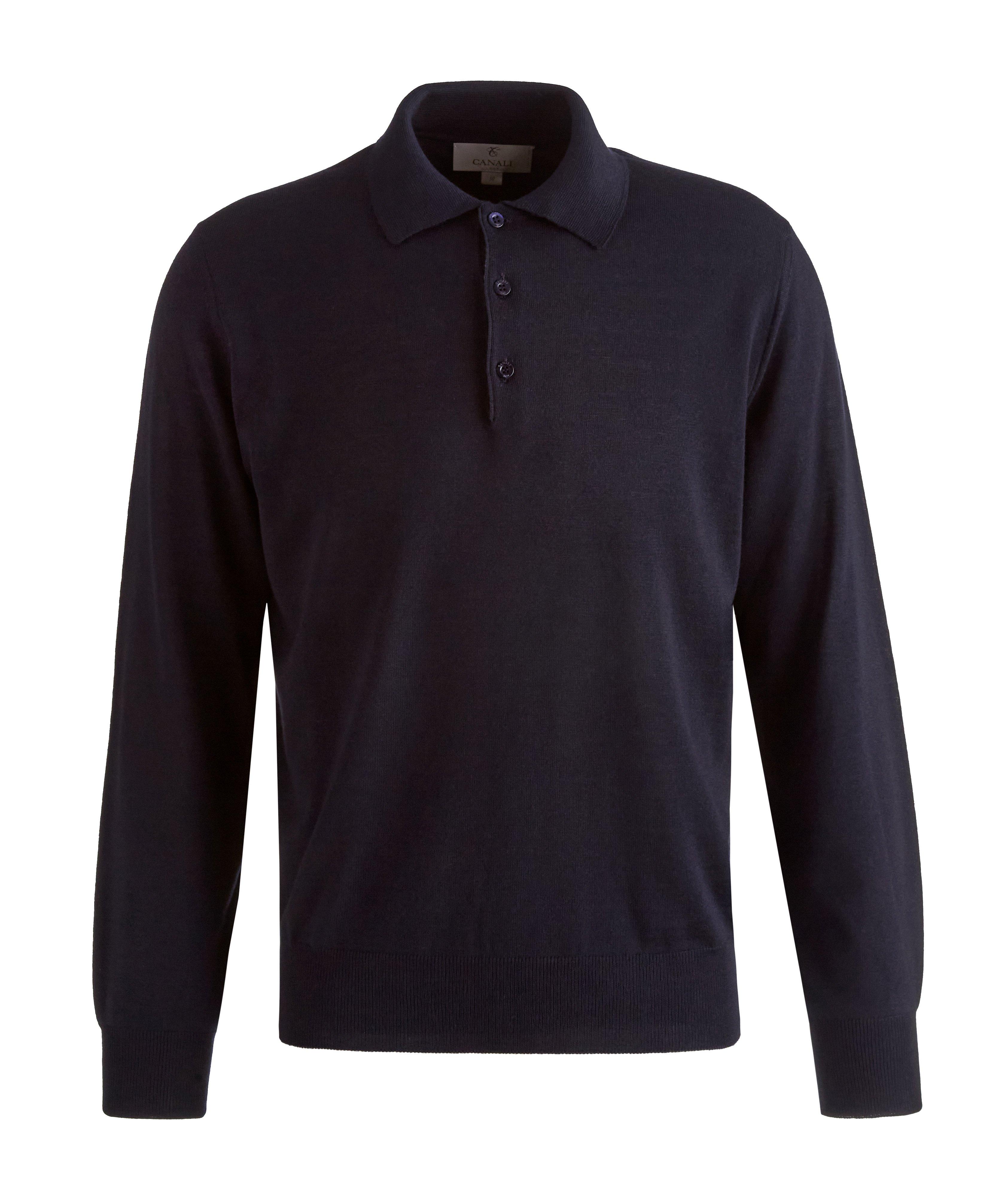 Long-Sleeve Wool Polo image 0