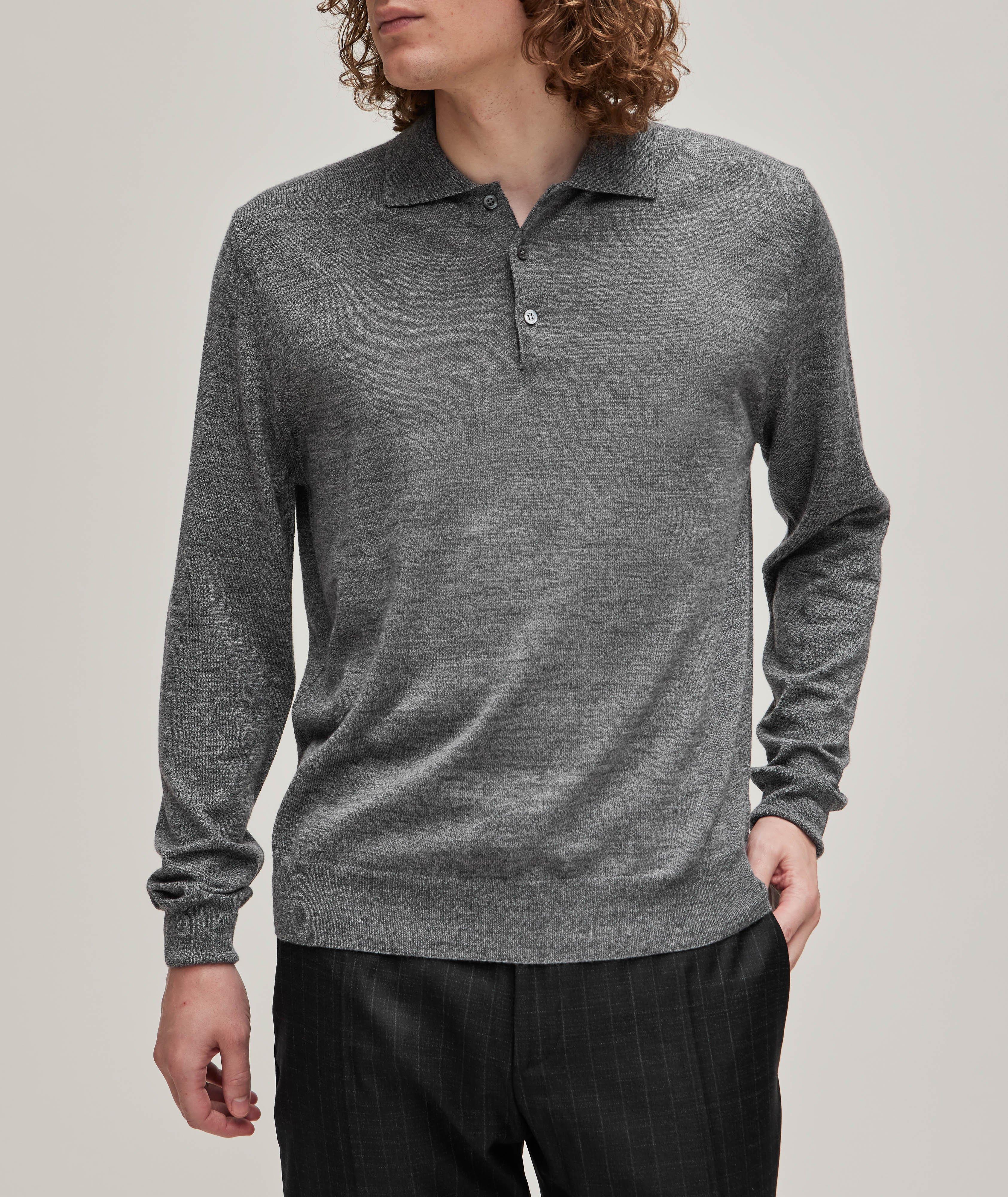 Long-Sleeve Wool Polo image 1