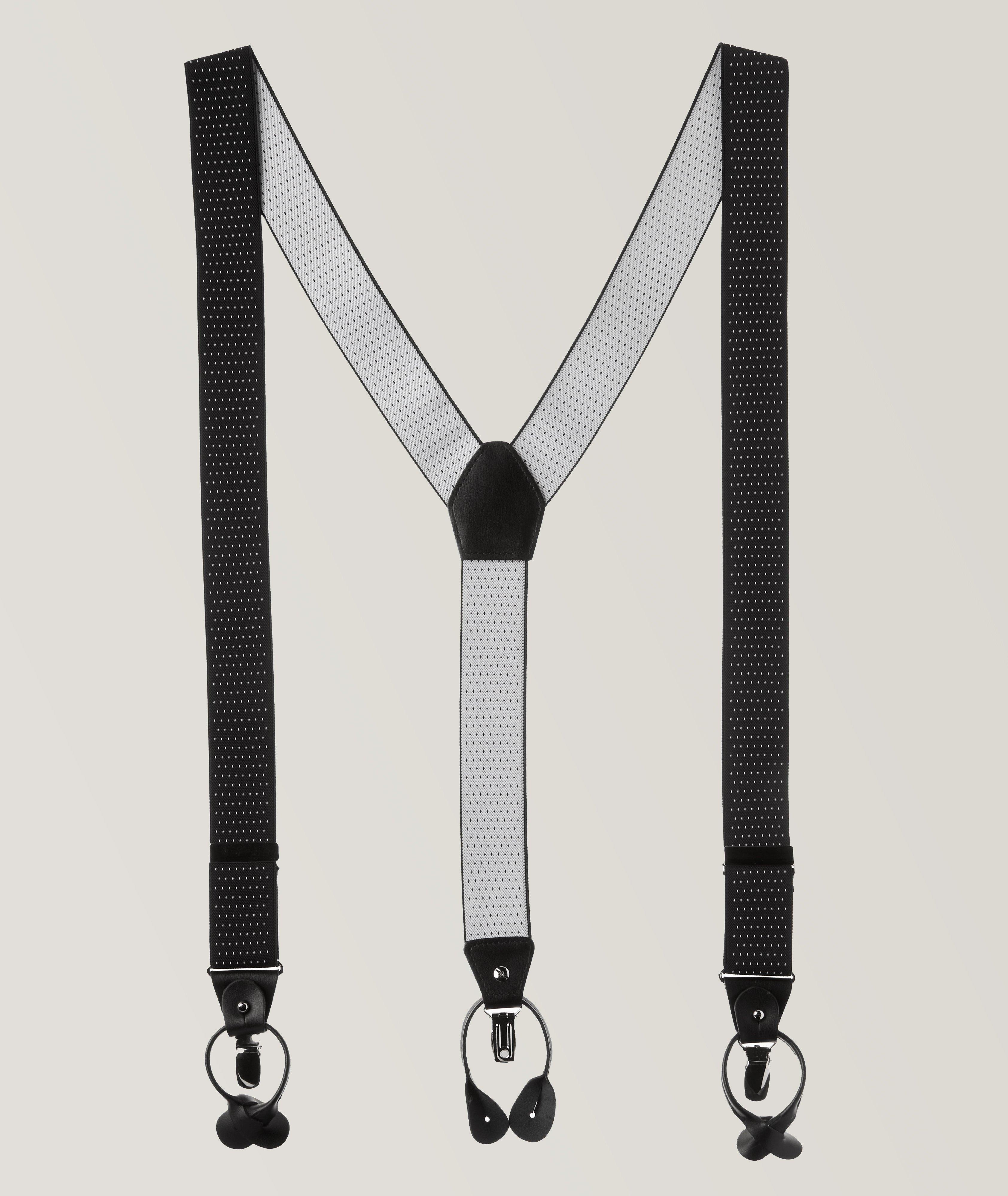 Pin Dot Leather Suspenders