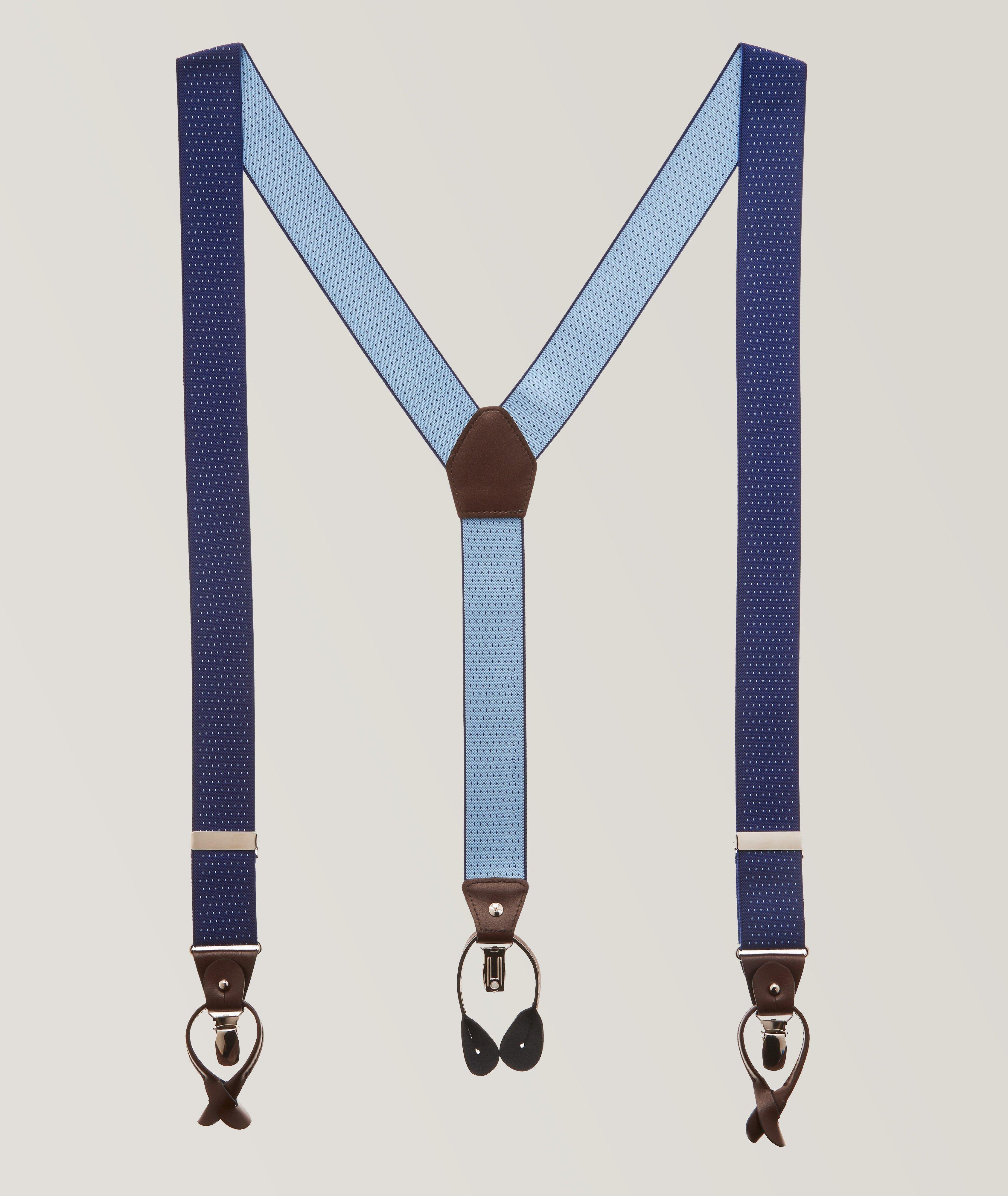 Dark Blue Suspender With Leather Detail 