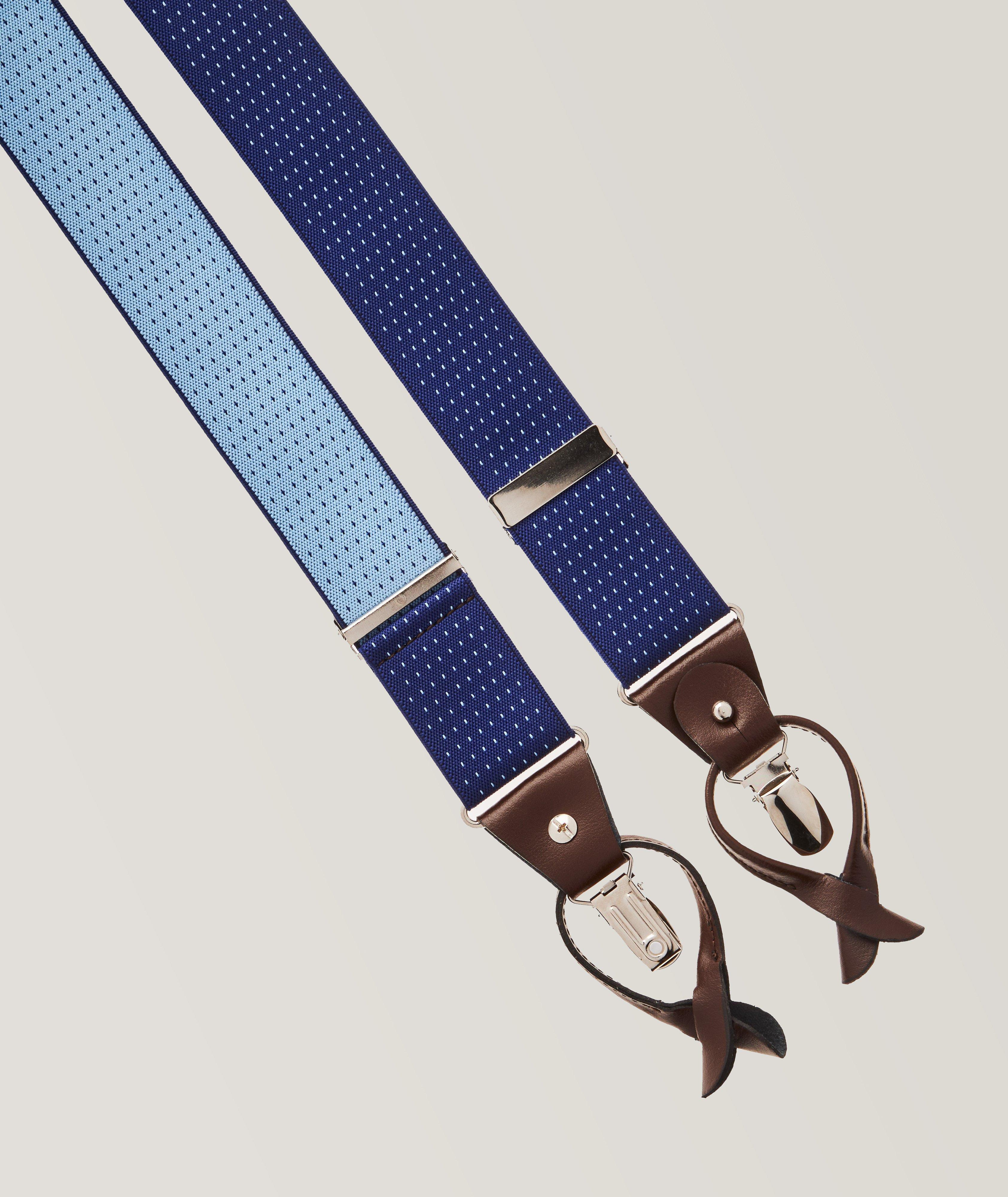 Harold Pin Dot Leather Suspenders, Belts