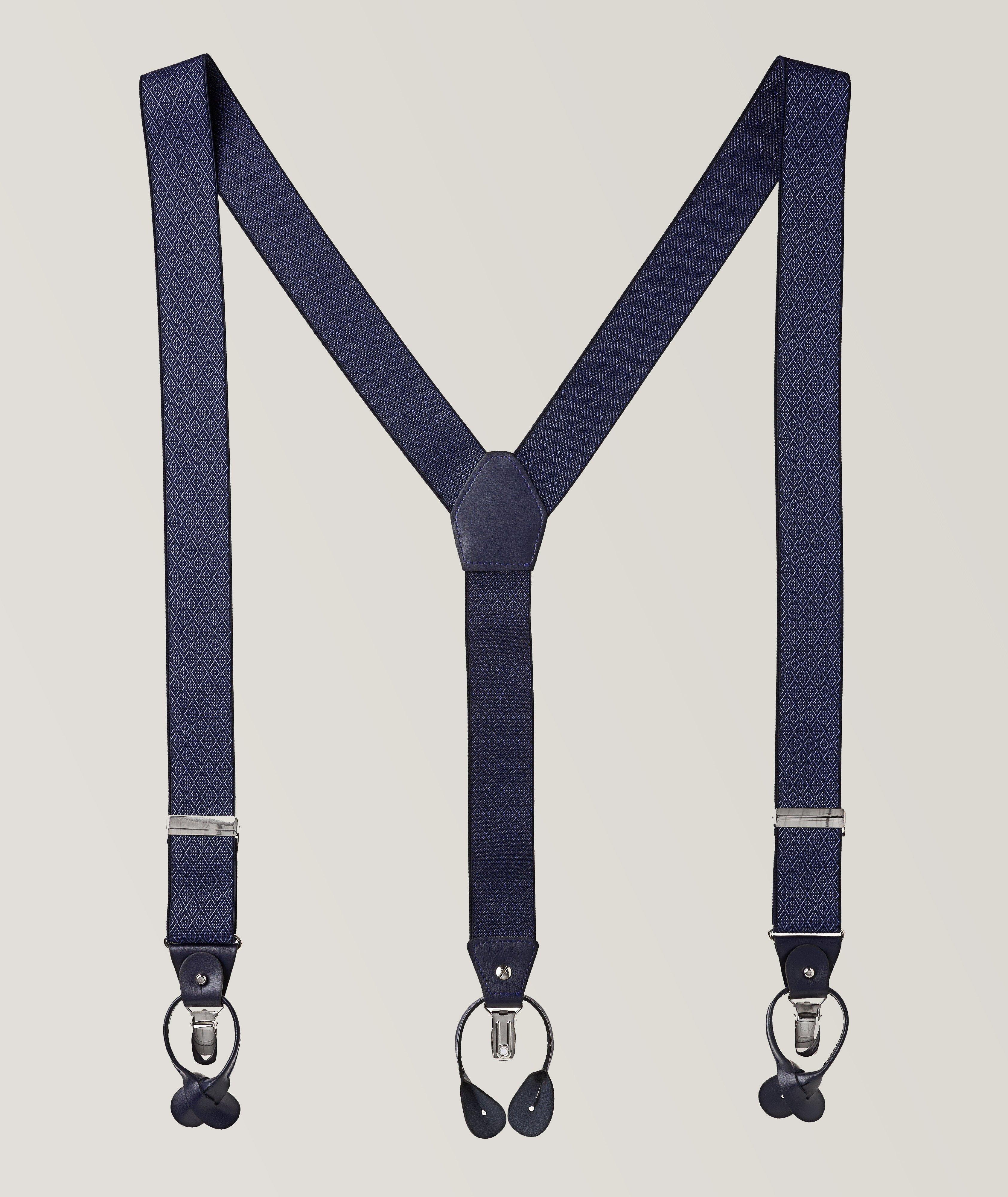 Diamond Jacquard Leather Suspenders image 0