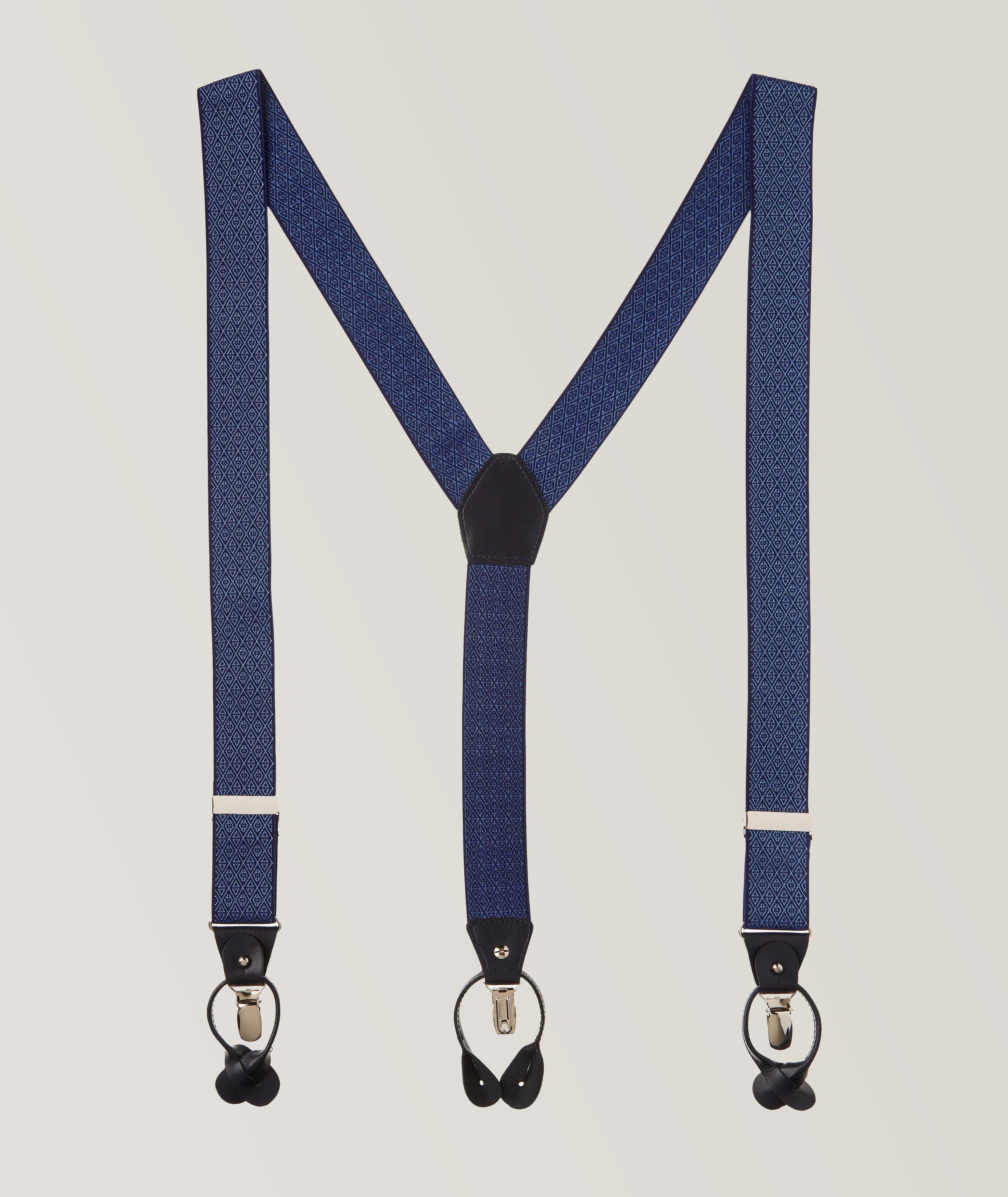 Harold Diamond Jacquard Leather Suspenders | Belts | Harry Rosen