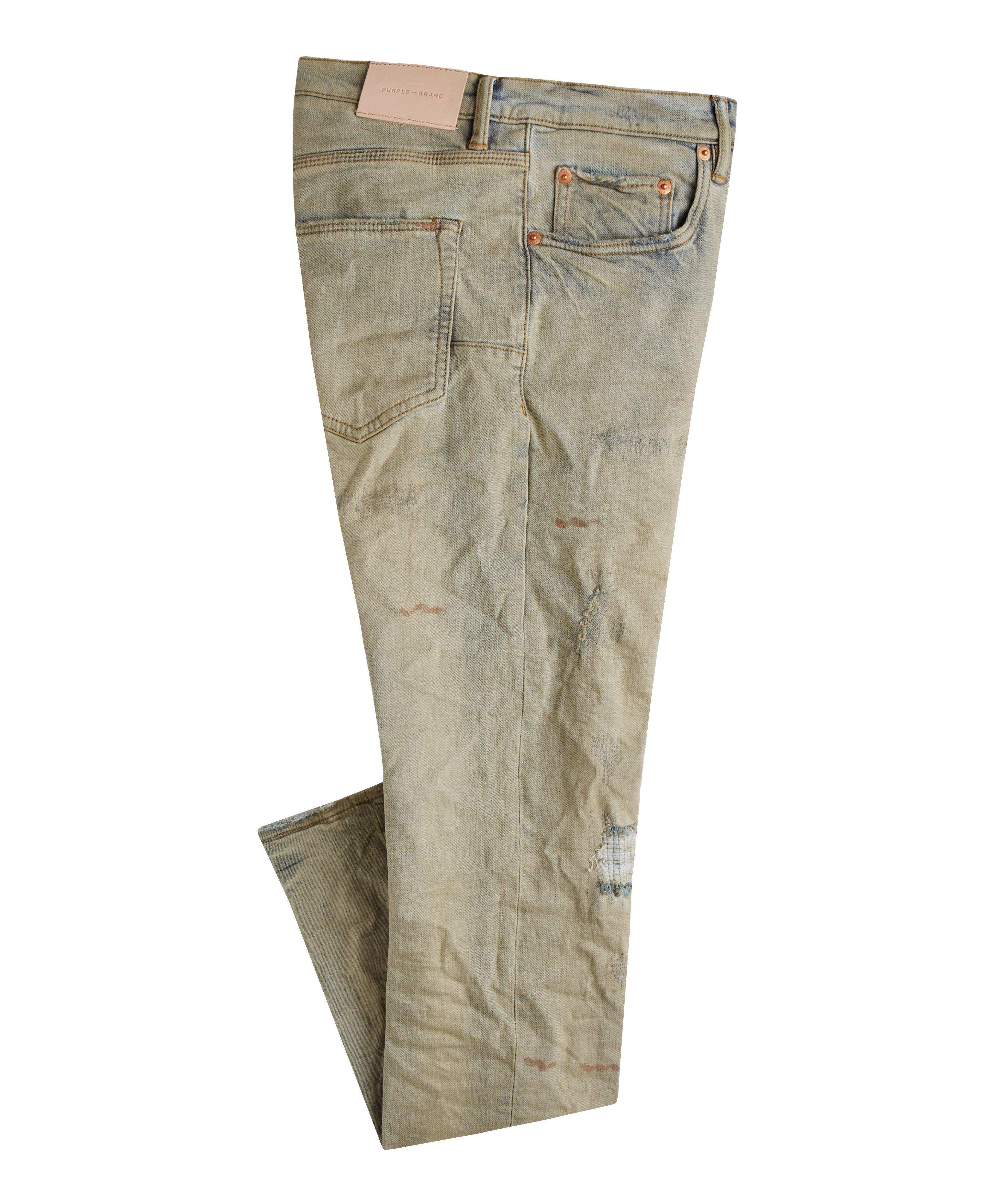P001 Oil Wash Patched Jeans image 0