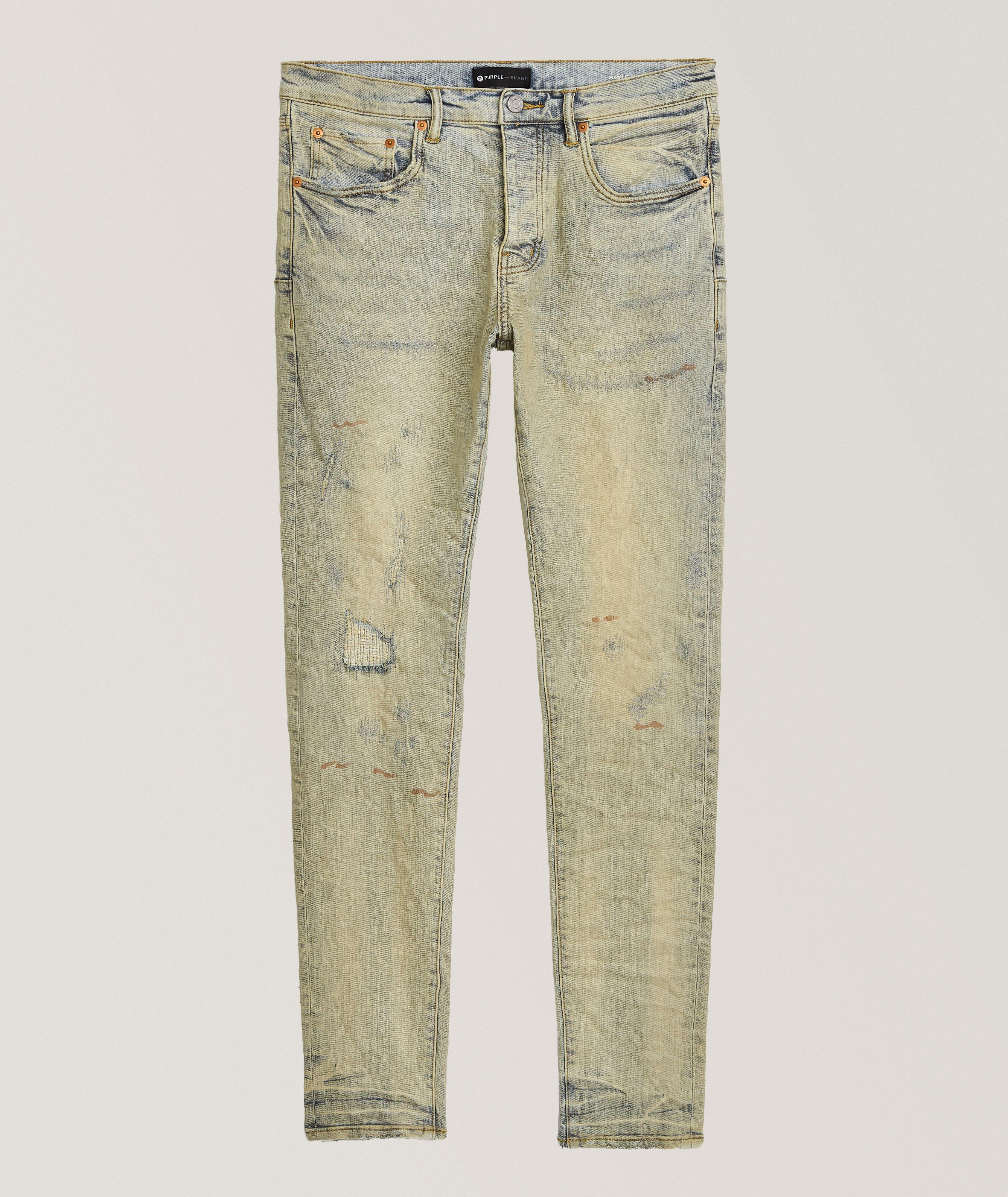 P001 Oil Wash Patched Jeans image 0