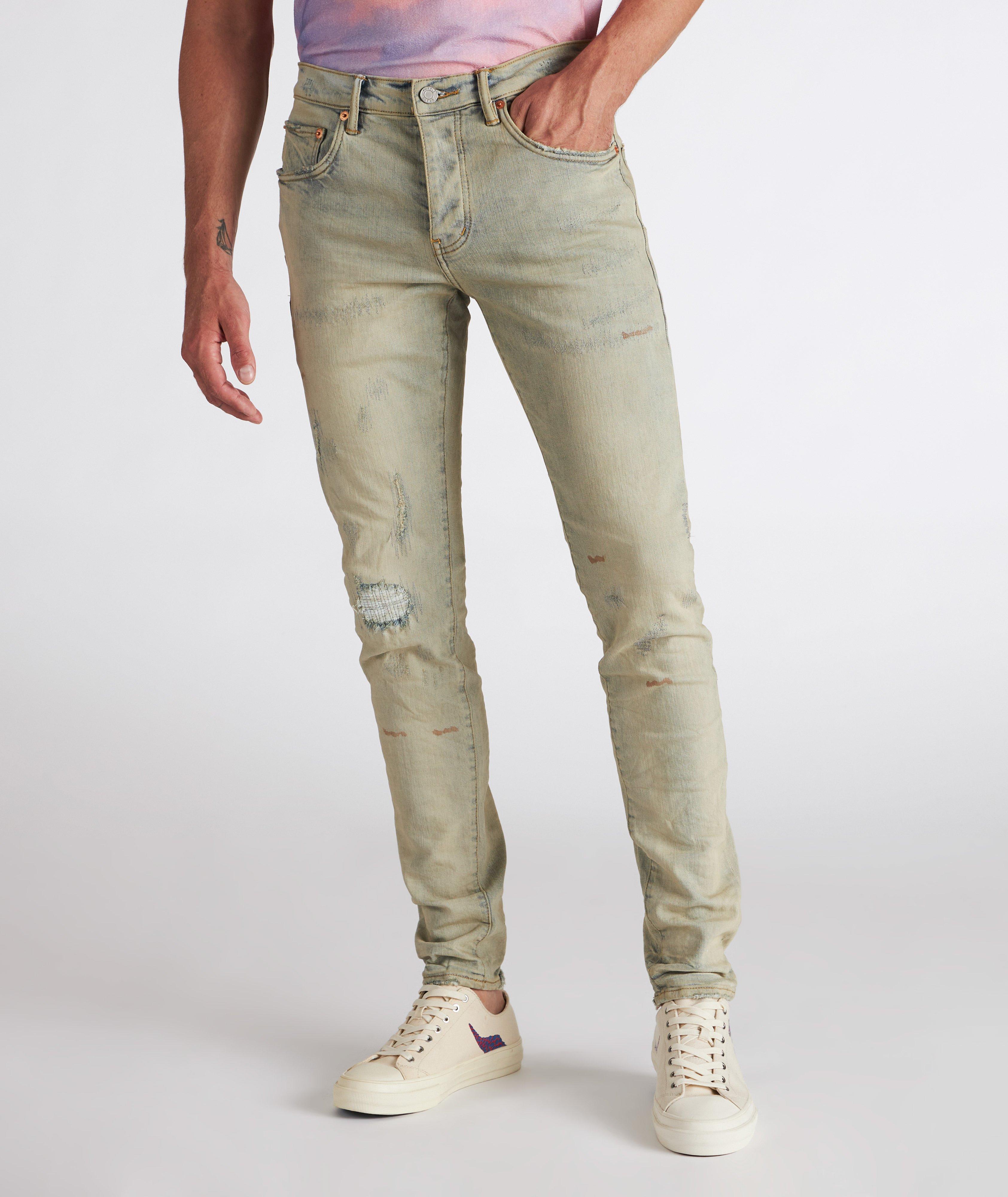P001 Oil Wash Patched Jeans image 2