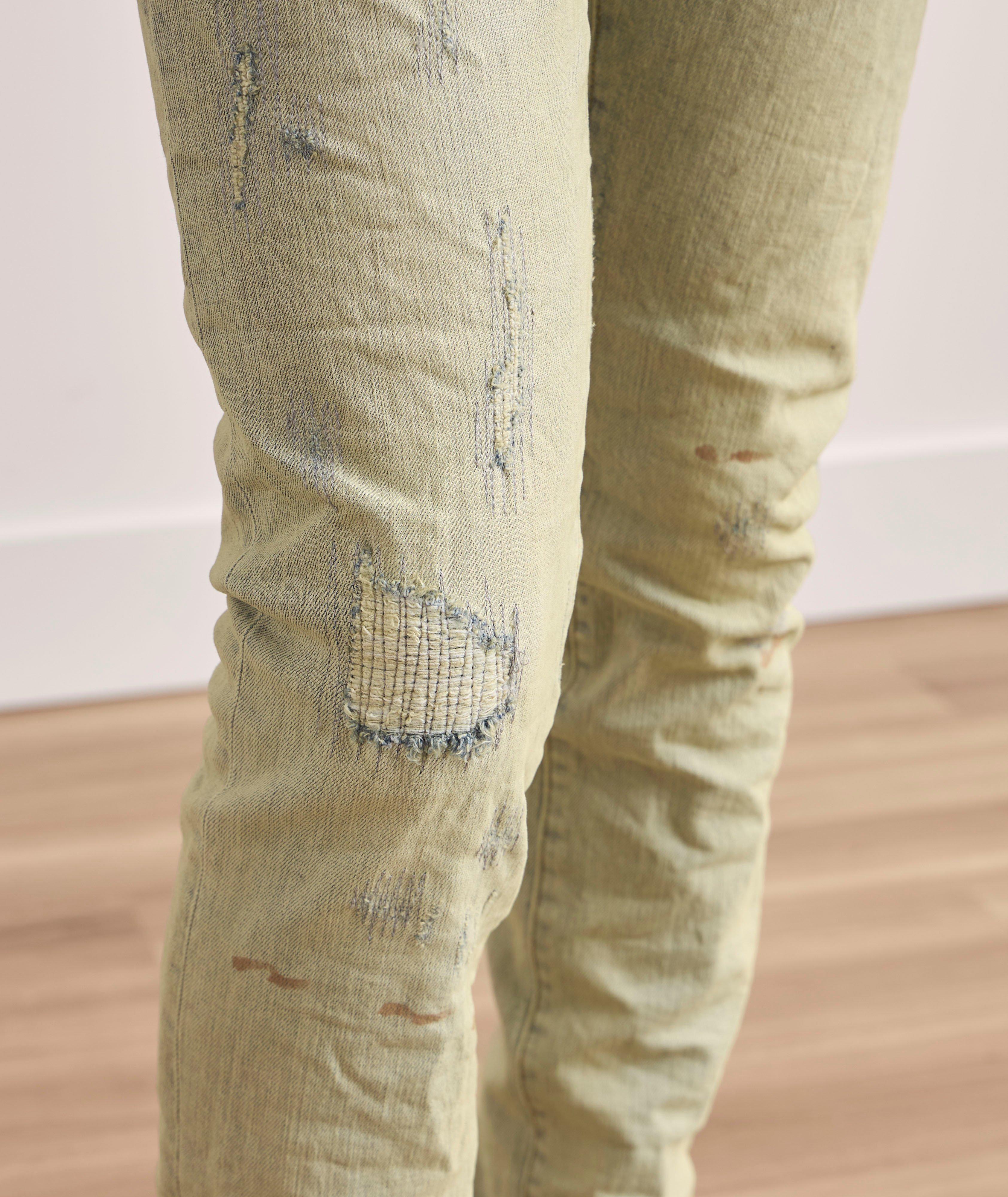 P001 Oil Wash Patched Jeans image 7