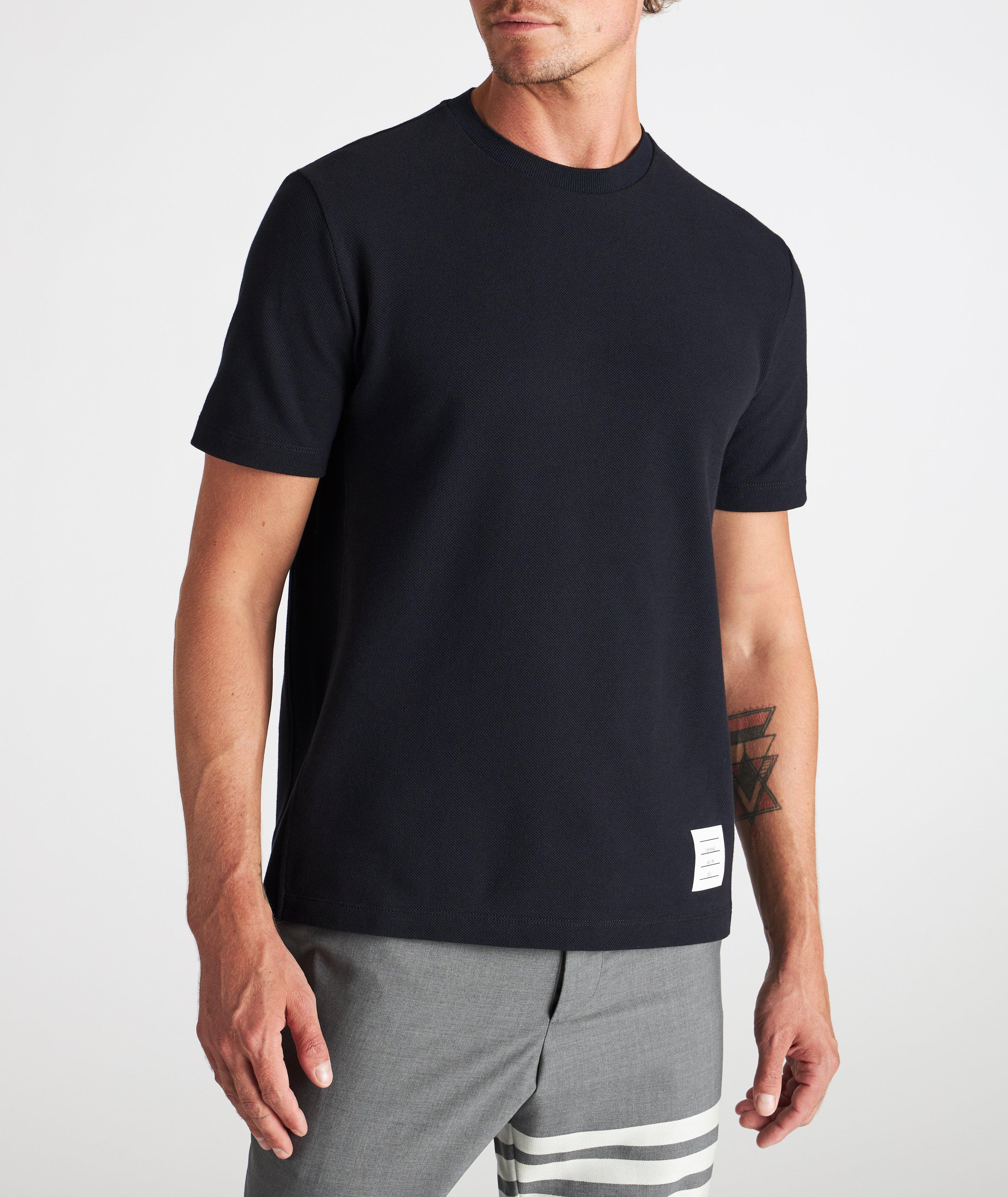 Four-Bar Side Insert Piqué Cotton T-Shirt image 2