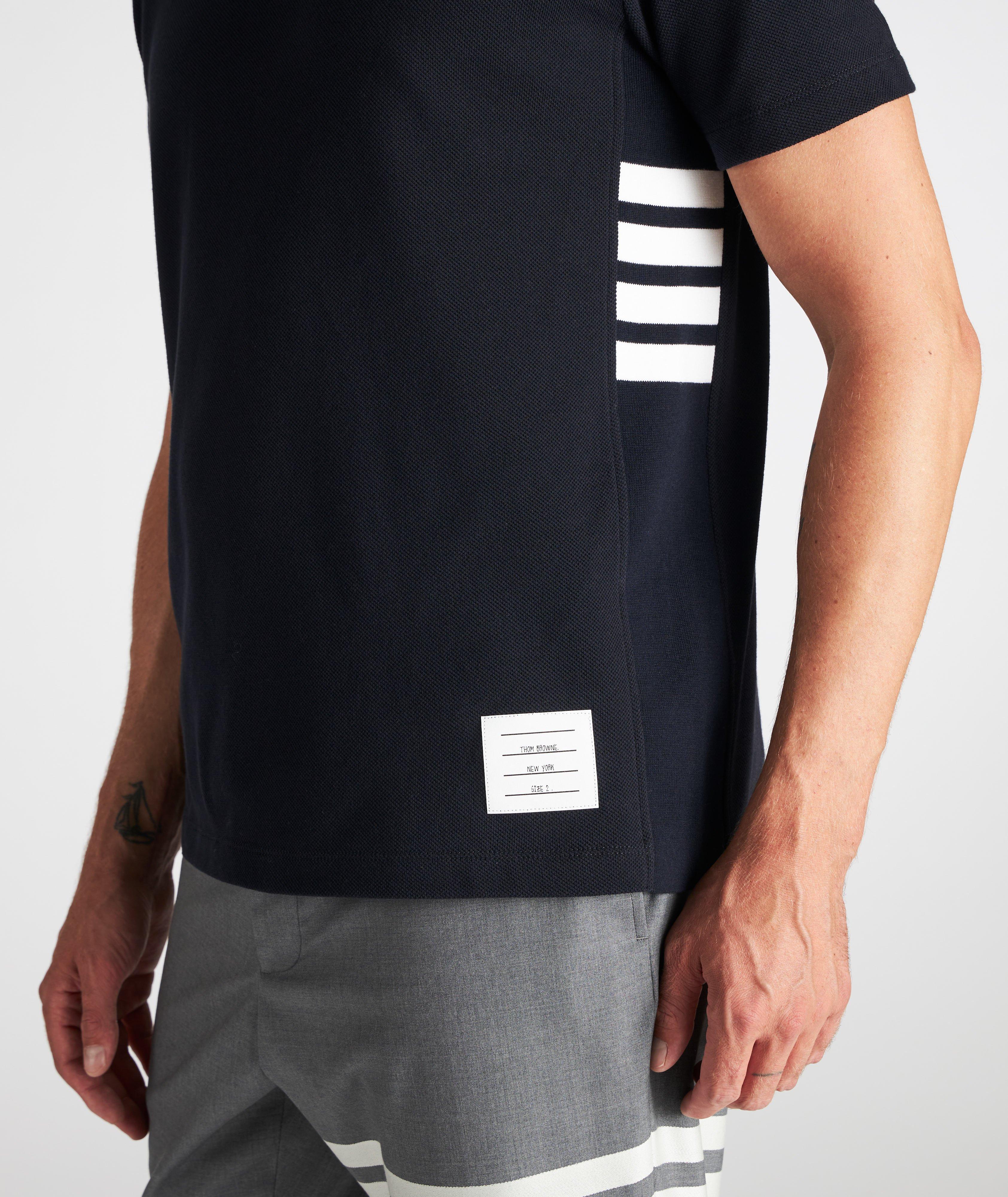 Four-Bar Side Insert Piqué Cotton T-Shirt image 4