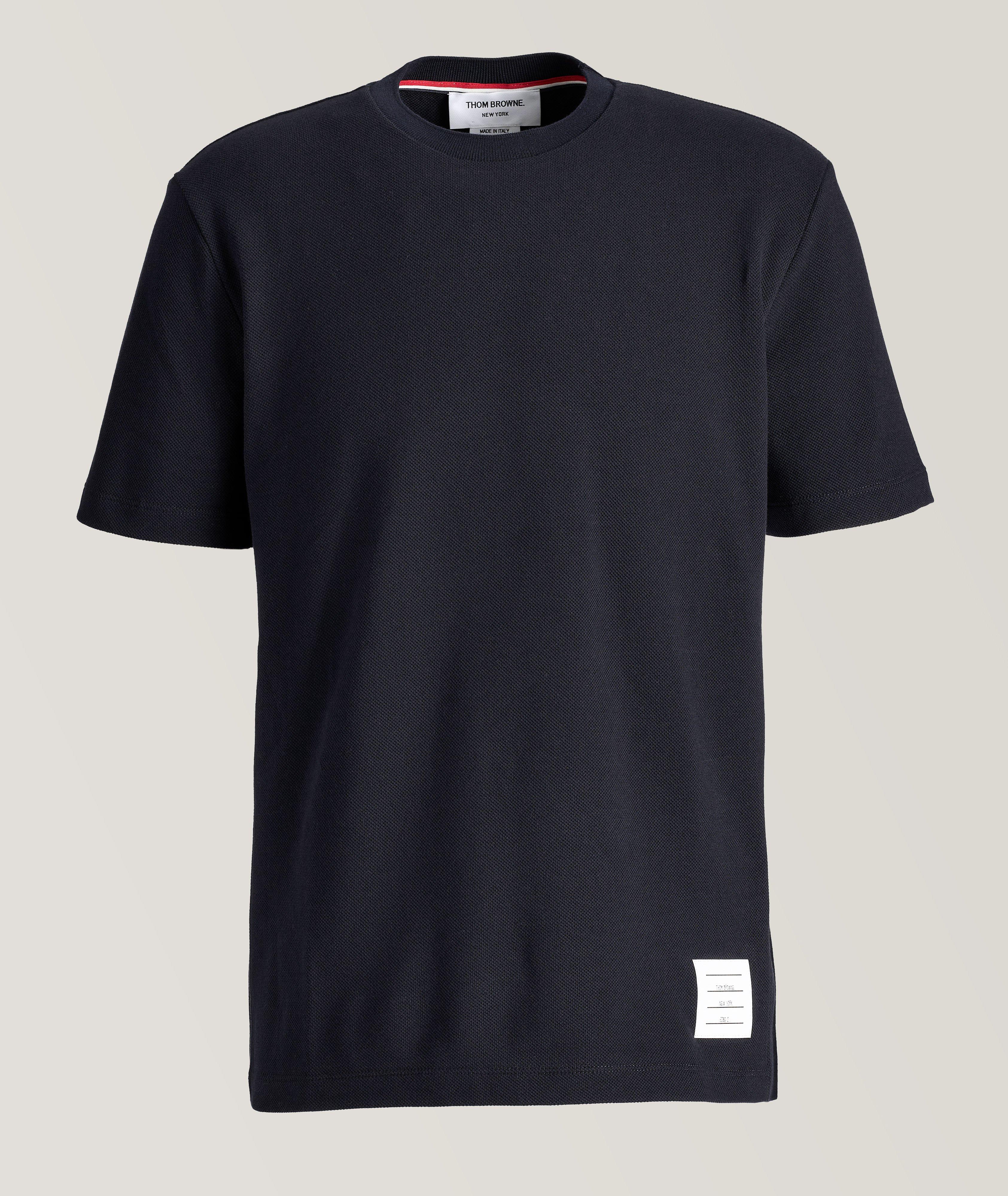 Four-Bar Side Insert Piqué Cotton T-Shirt image 0