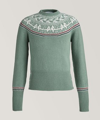 Thom Browne Icelandic Fairisle Ribbed Virgin Wool Crew Neck Sweater