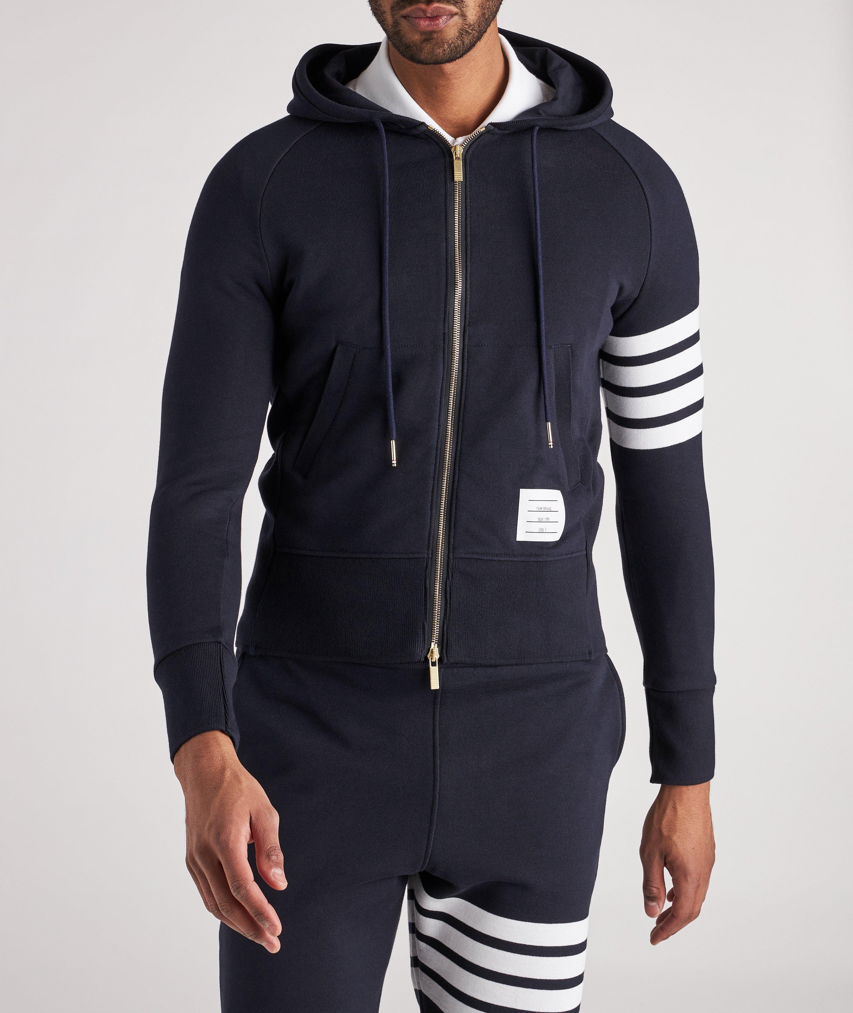 4-Bar Sleeve Zip-Up Hooded Sweater image 2