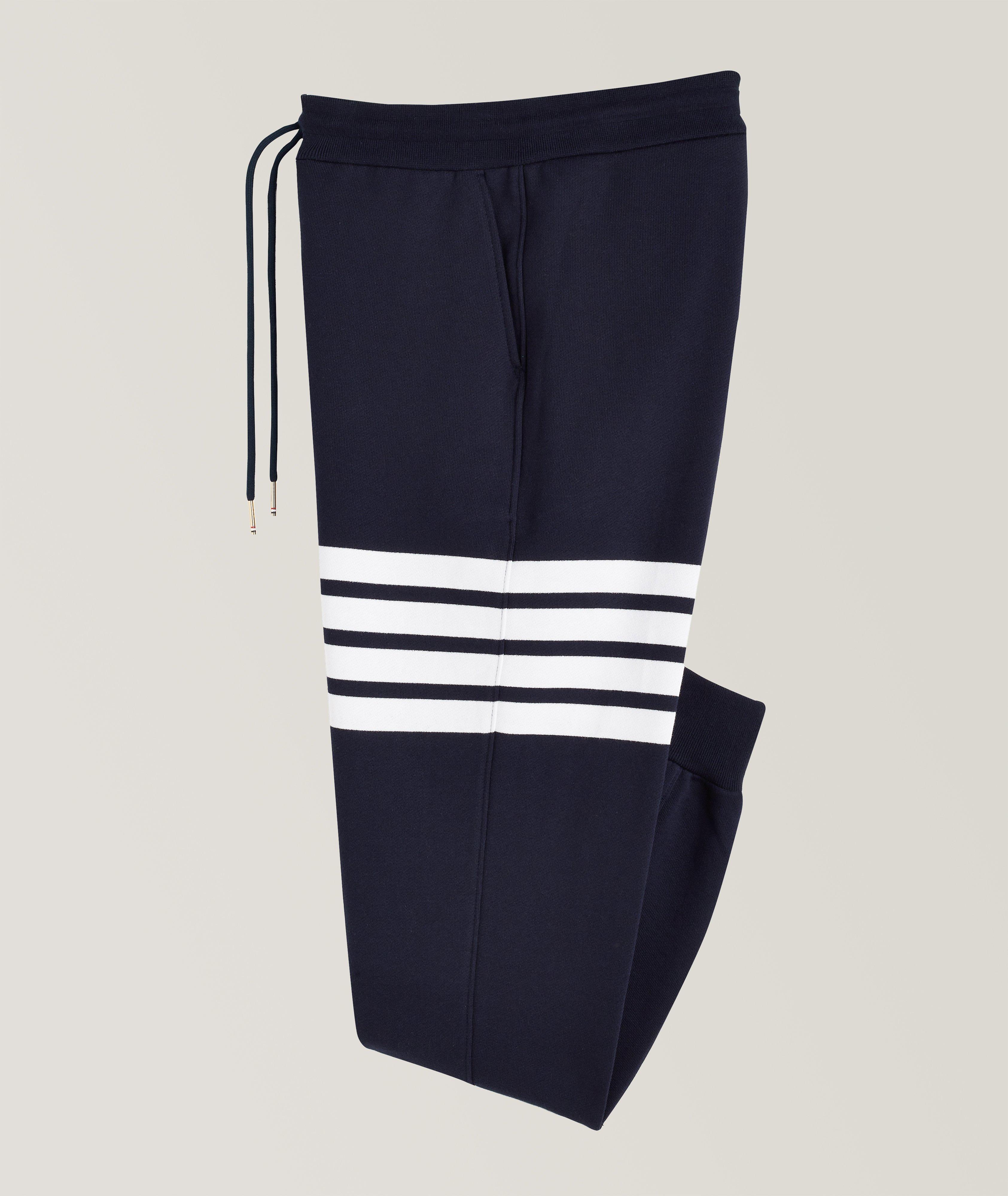 Thom Browne Pantalon de survêtement en coton à bandes contrastantes