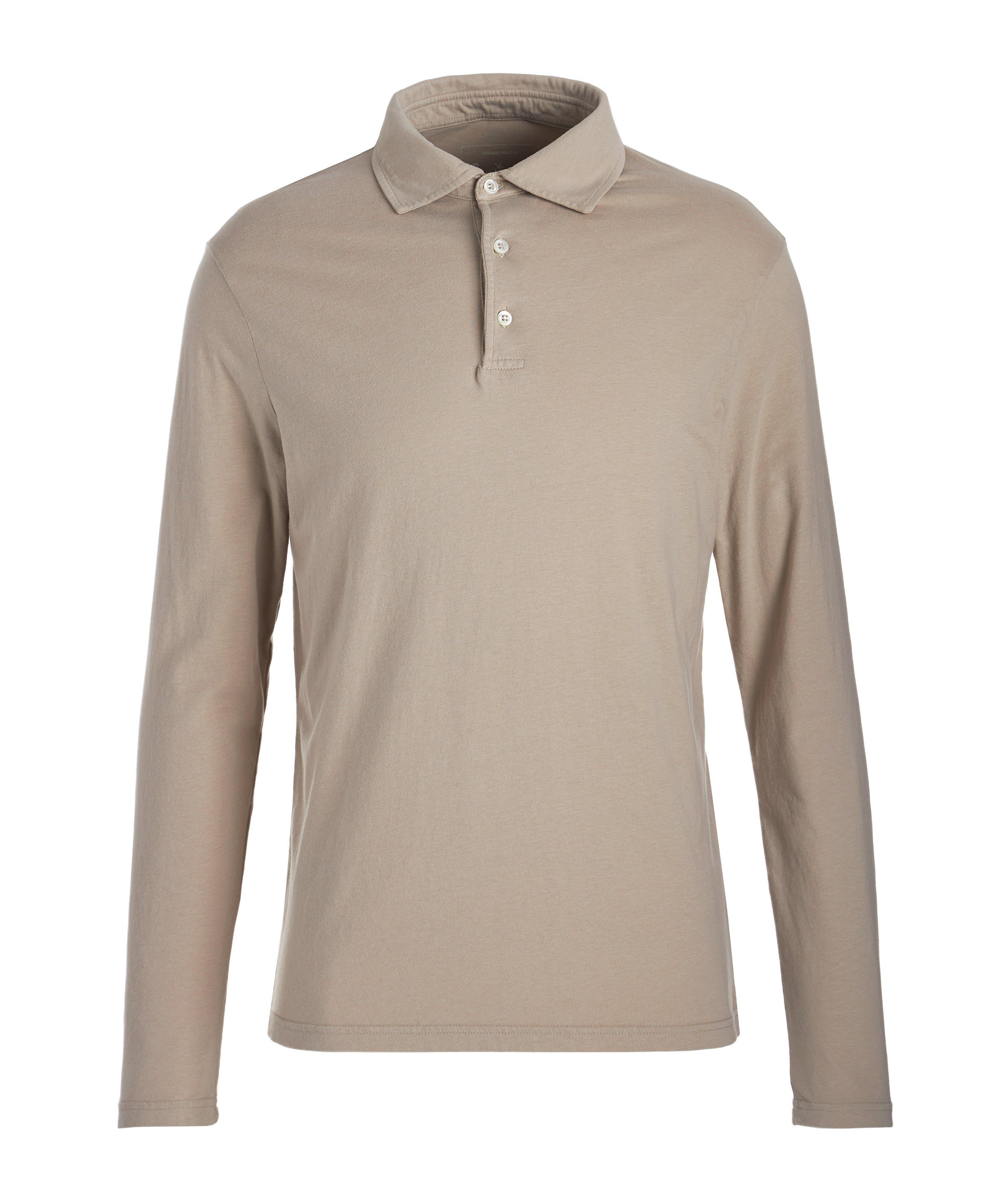 Long-Sleeve Organic Cotton-Blend Polo Shirt image 0