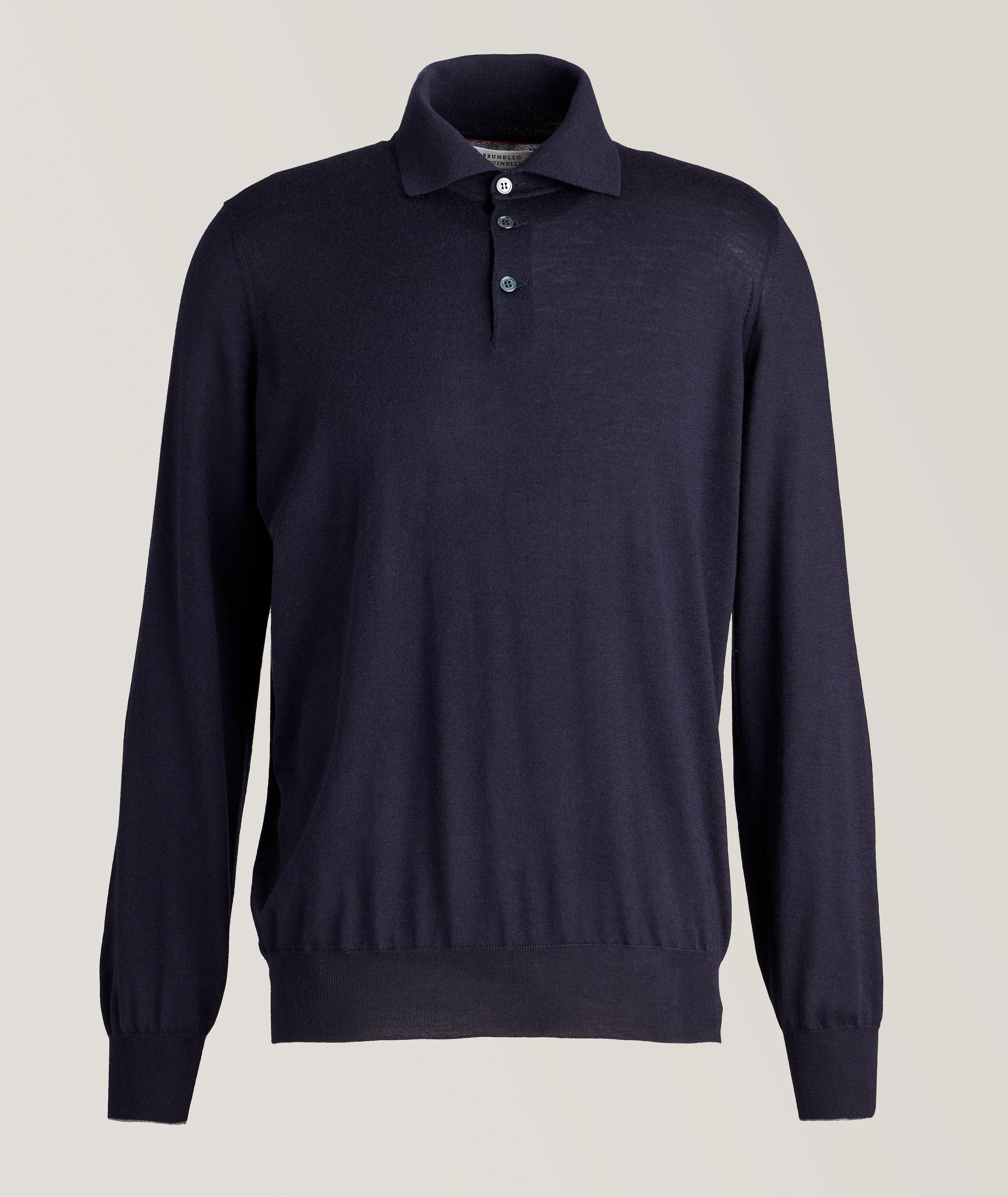 Brunello Cucinelli Long Sleeve Wool-Cashmere Polo | Sweaters & Knits ...