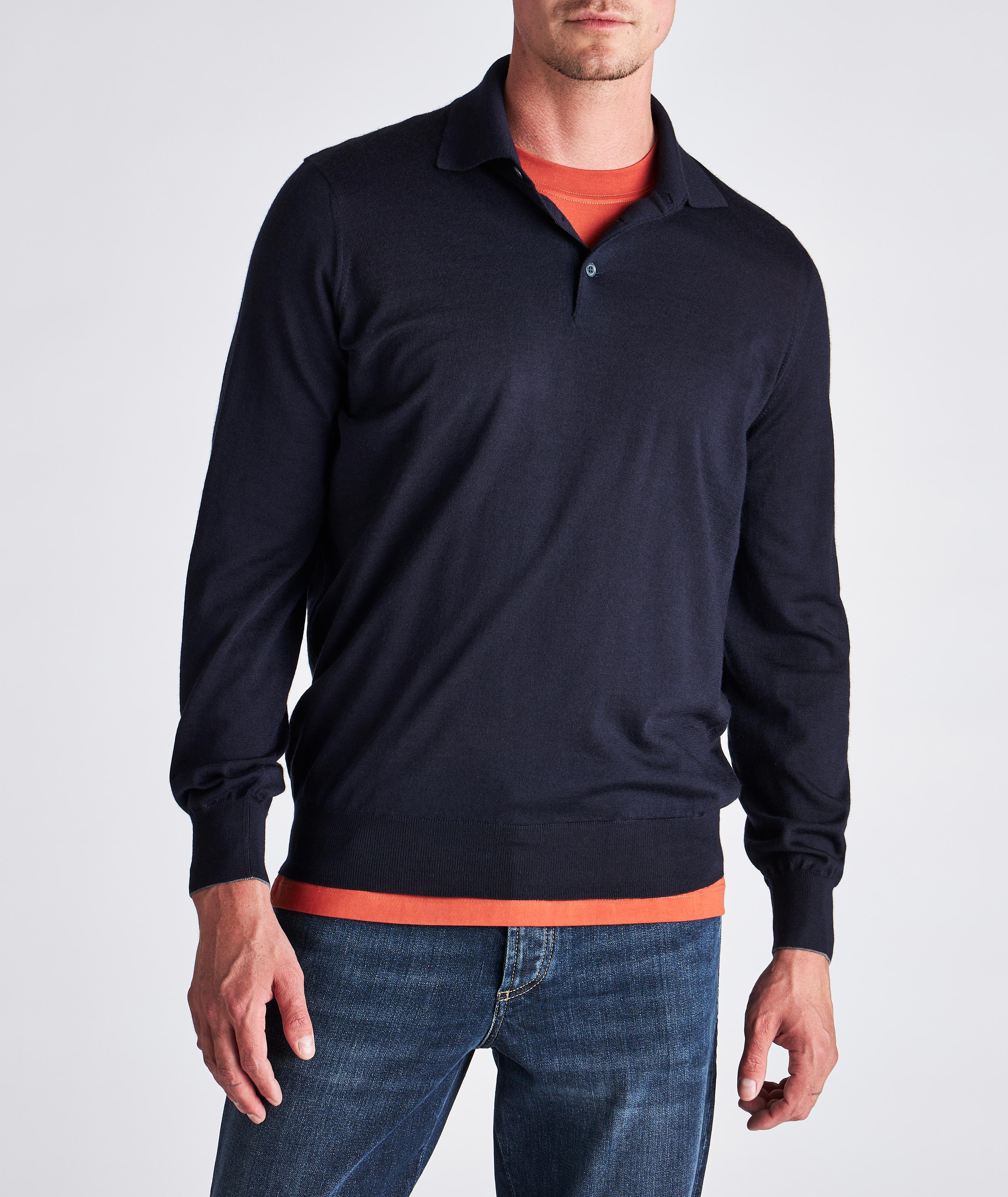 Fine Gauge Wool-Cashmere Knitted Polo  image 1