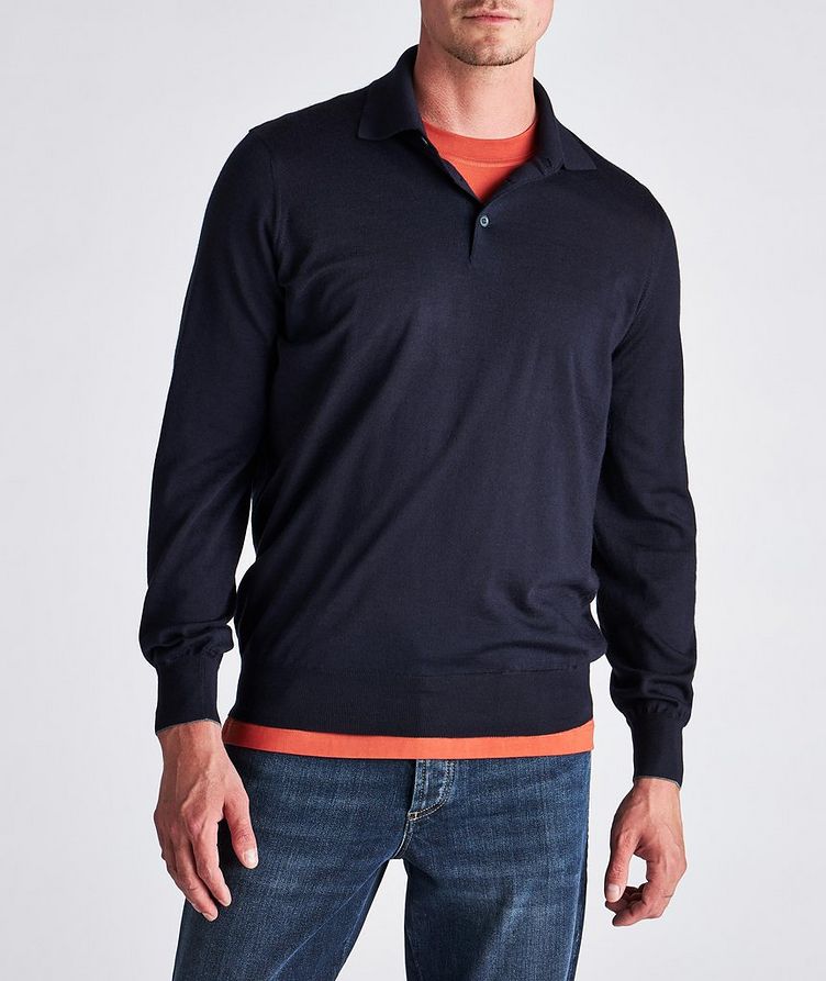 Long Sleeve Wool-Cashmere Polo image 1