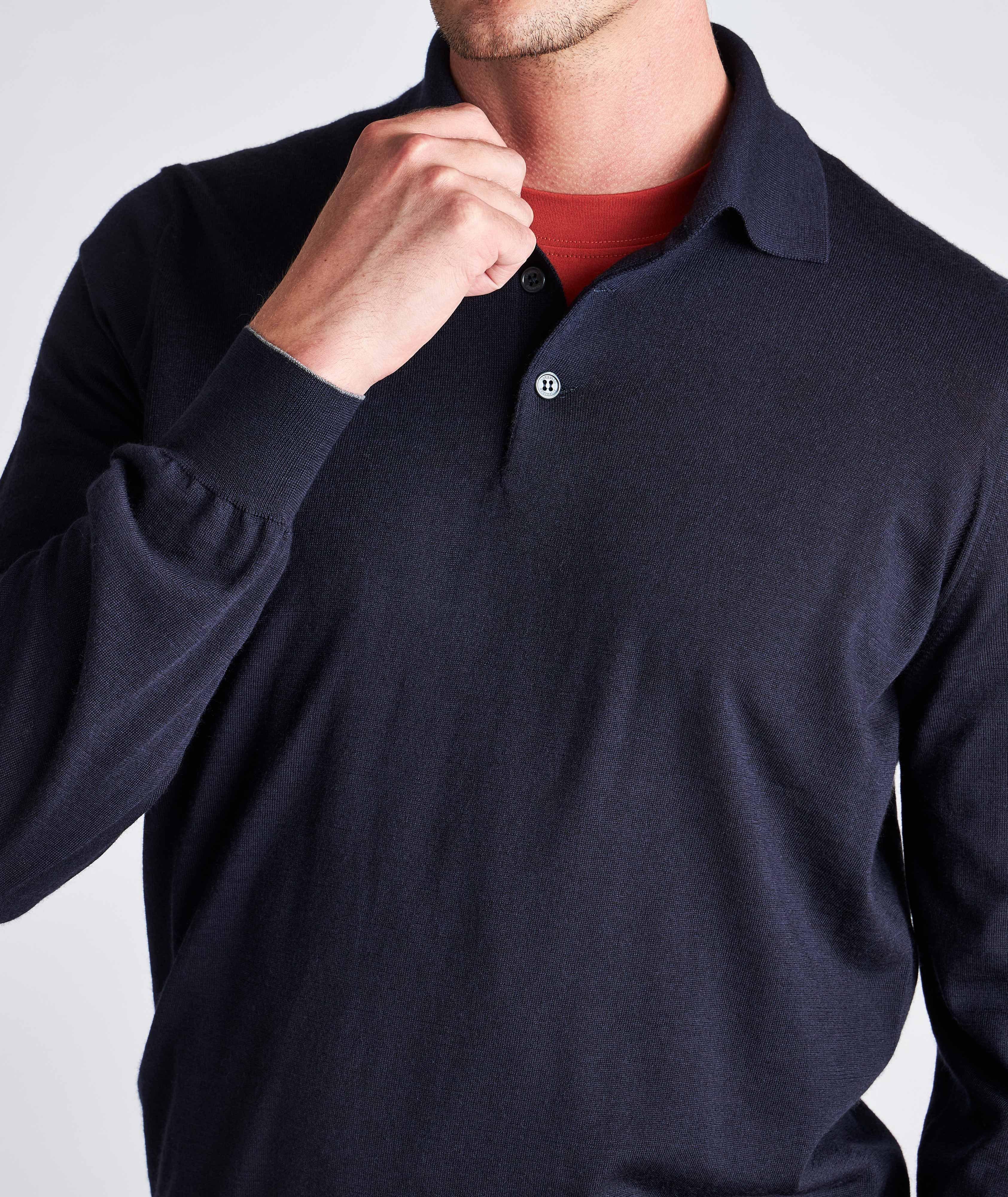 Fine Gauge Wool-Cashmere Knitted Polo