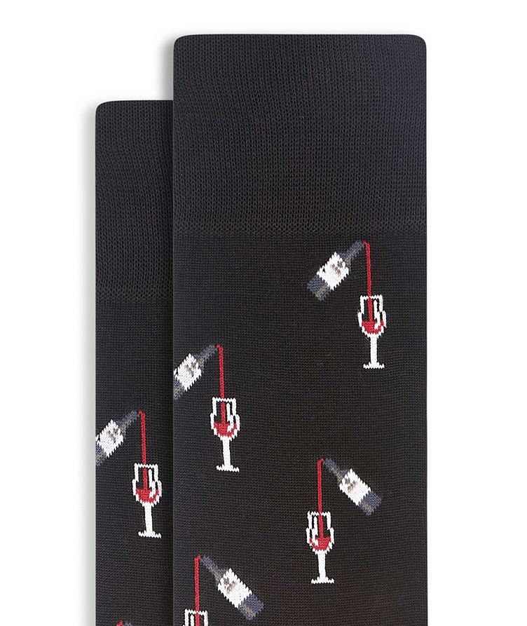 Printed Wine Glasses Cotton-Blend Socks image 1