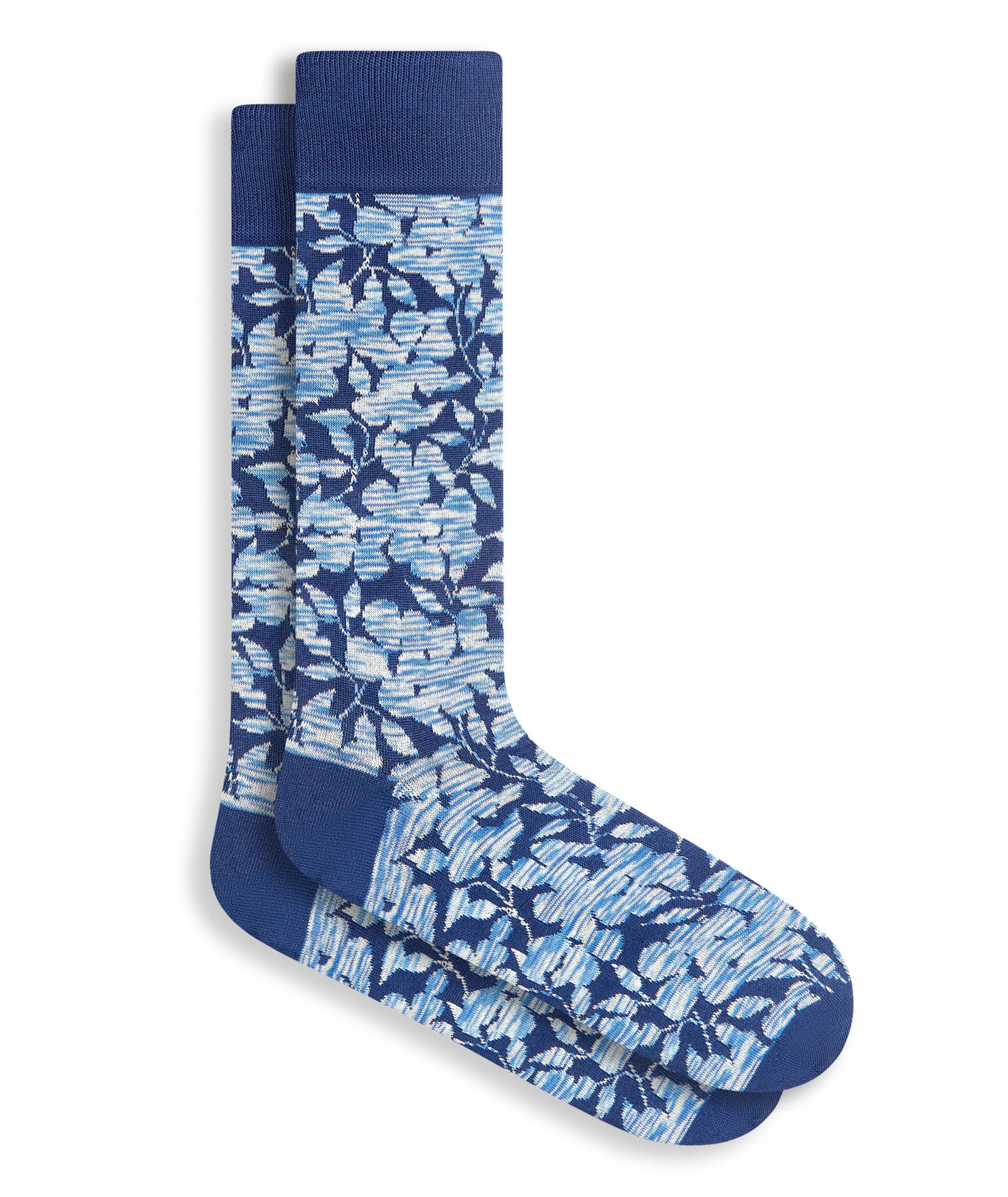 Floral Marbled Printed Stretch-Cotton Socks image 0