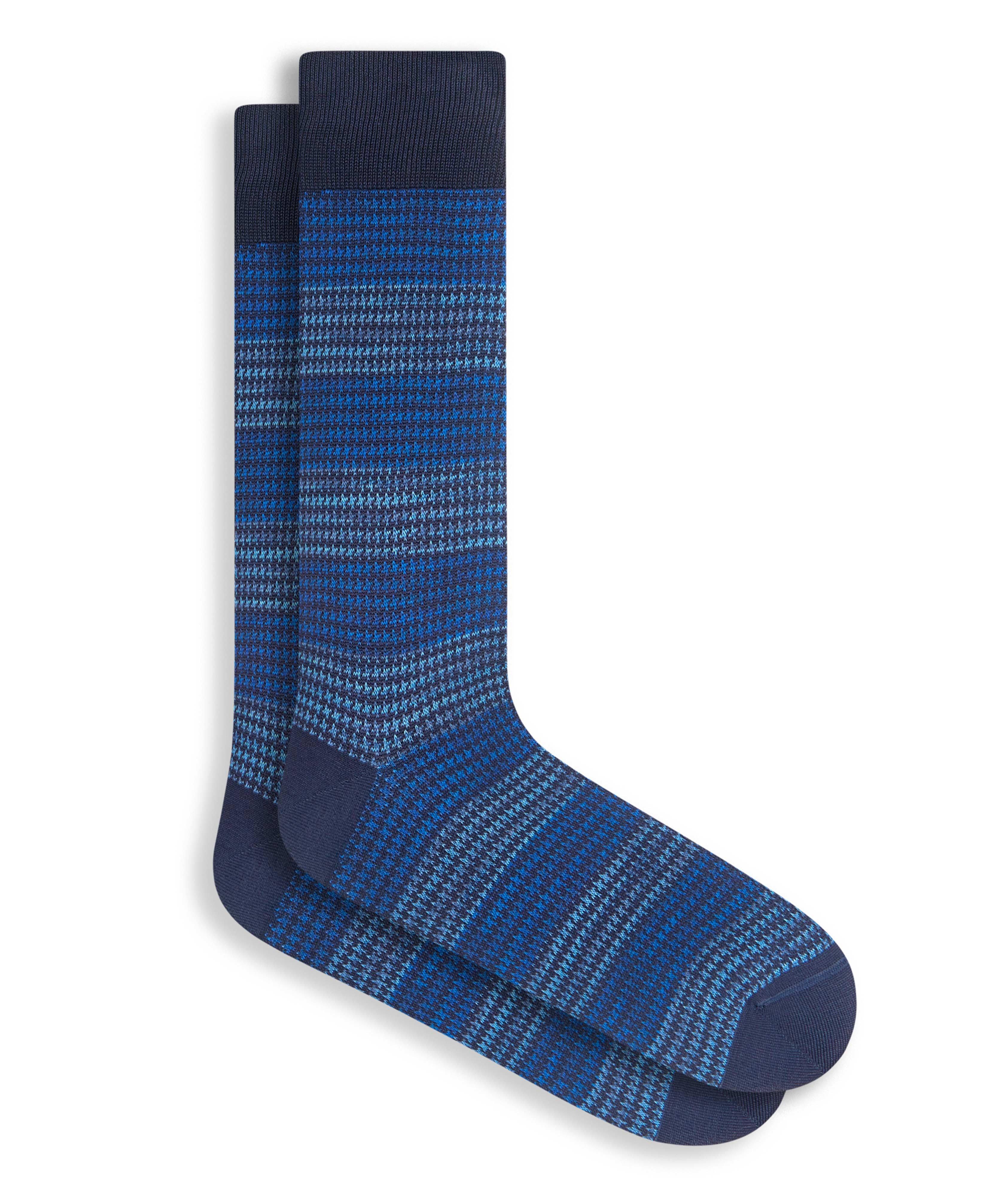 Houndstooth Stripe Printed Stretch-Cotton Socks image 0