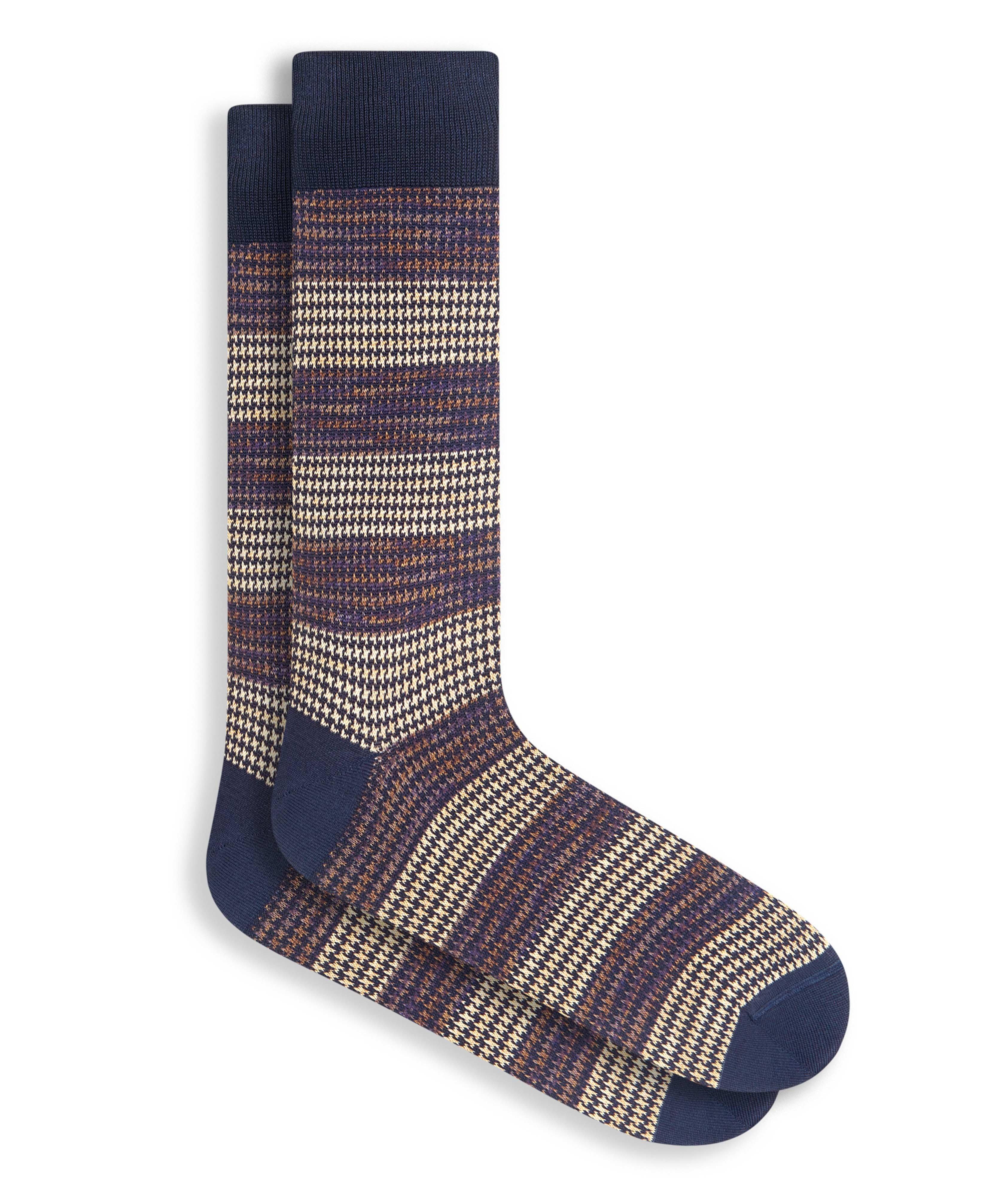 Houndstooth Stripe Cotton-Blend Socks image 0