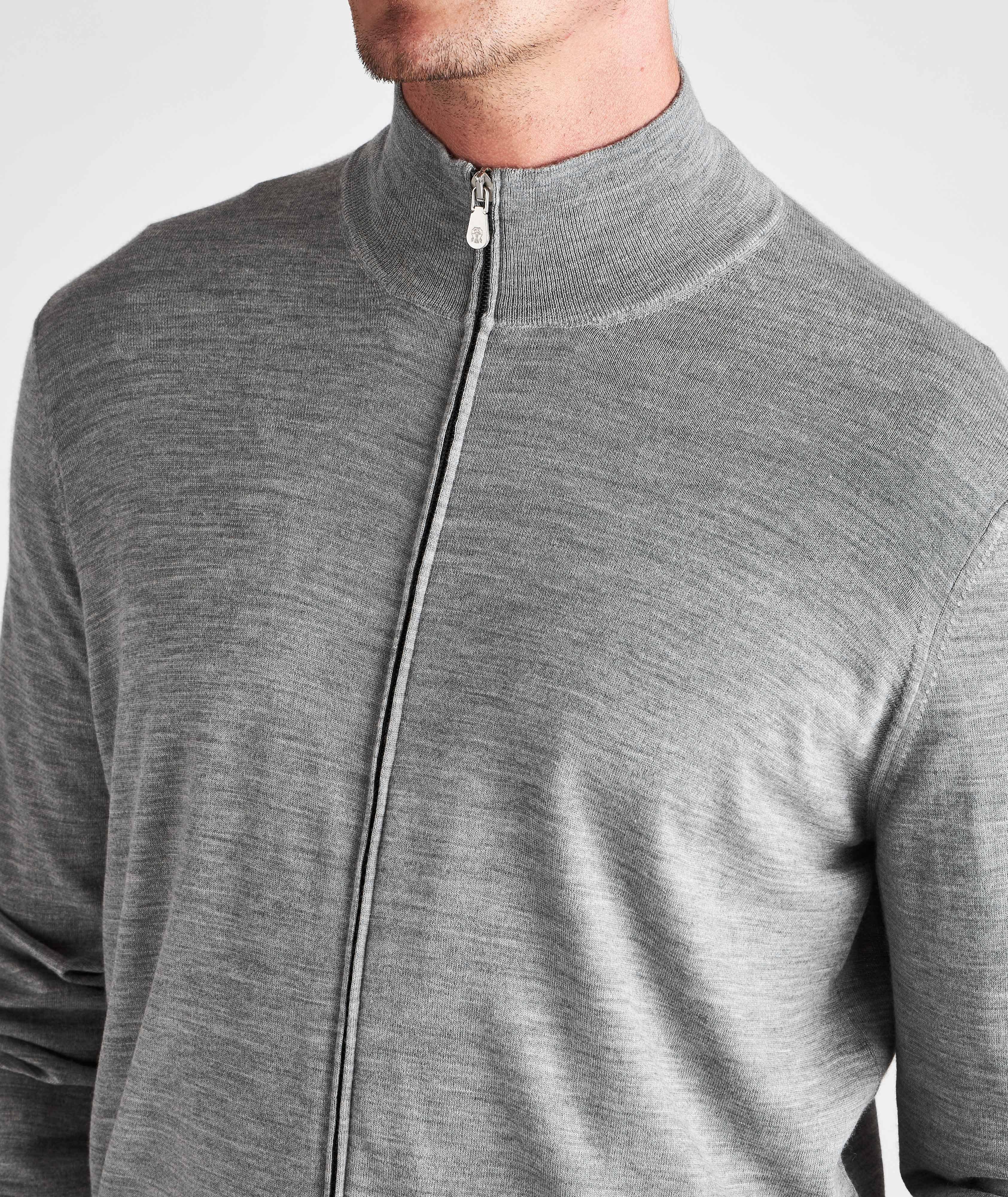 Full-Zip Virgin Wool-Cashmere Sweater image 3