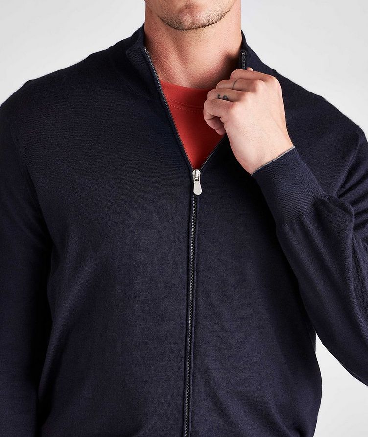 Full-Zip Fine Gauge Cashmere-Silk Sweater image 4