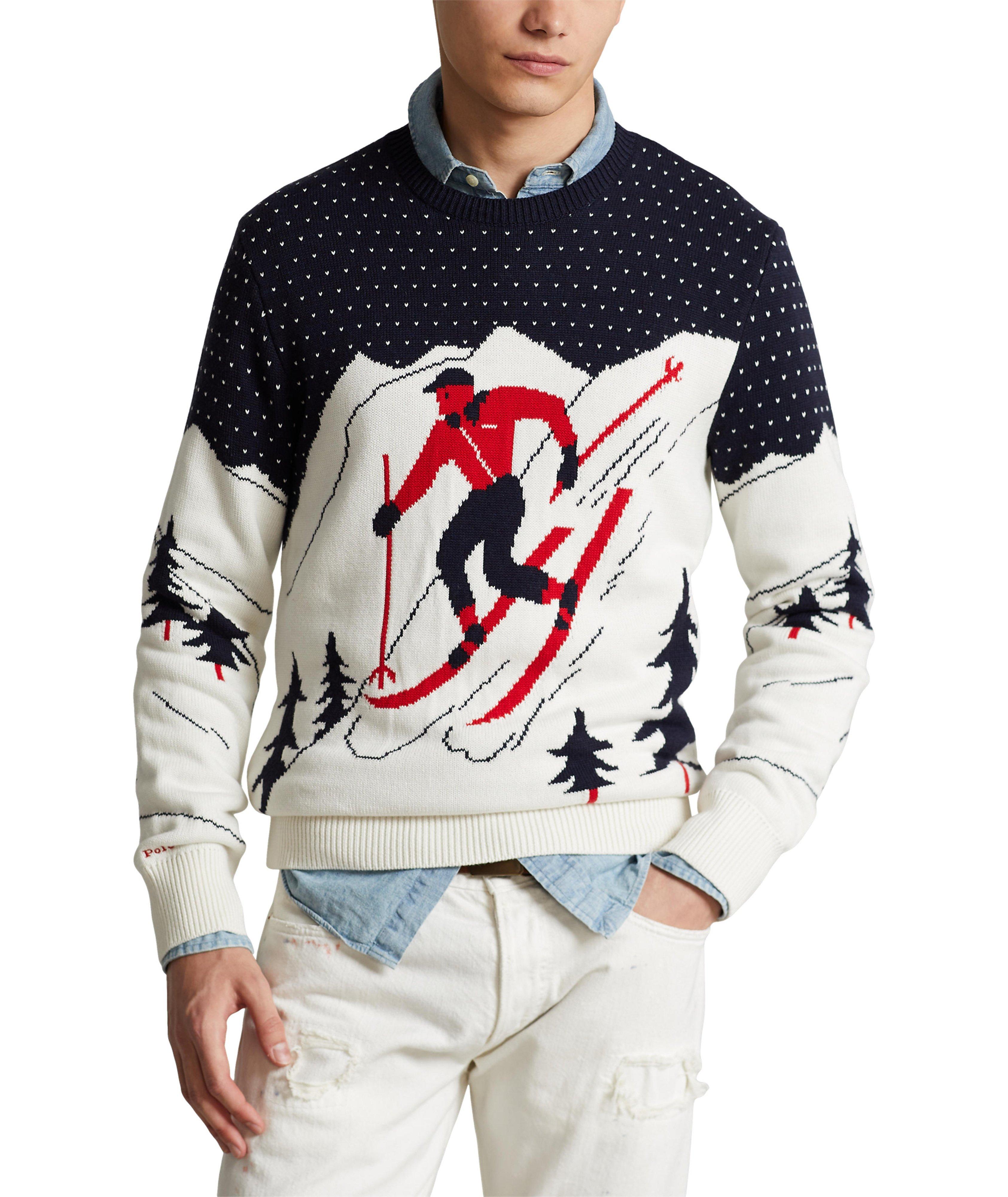 Cotton Intarsia-Knit Skier Sweater image 1