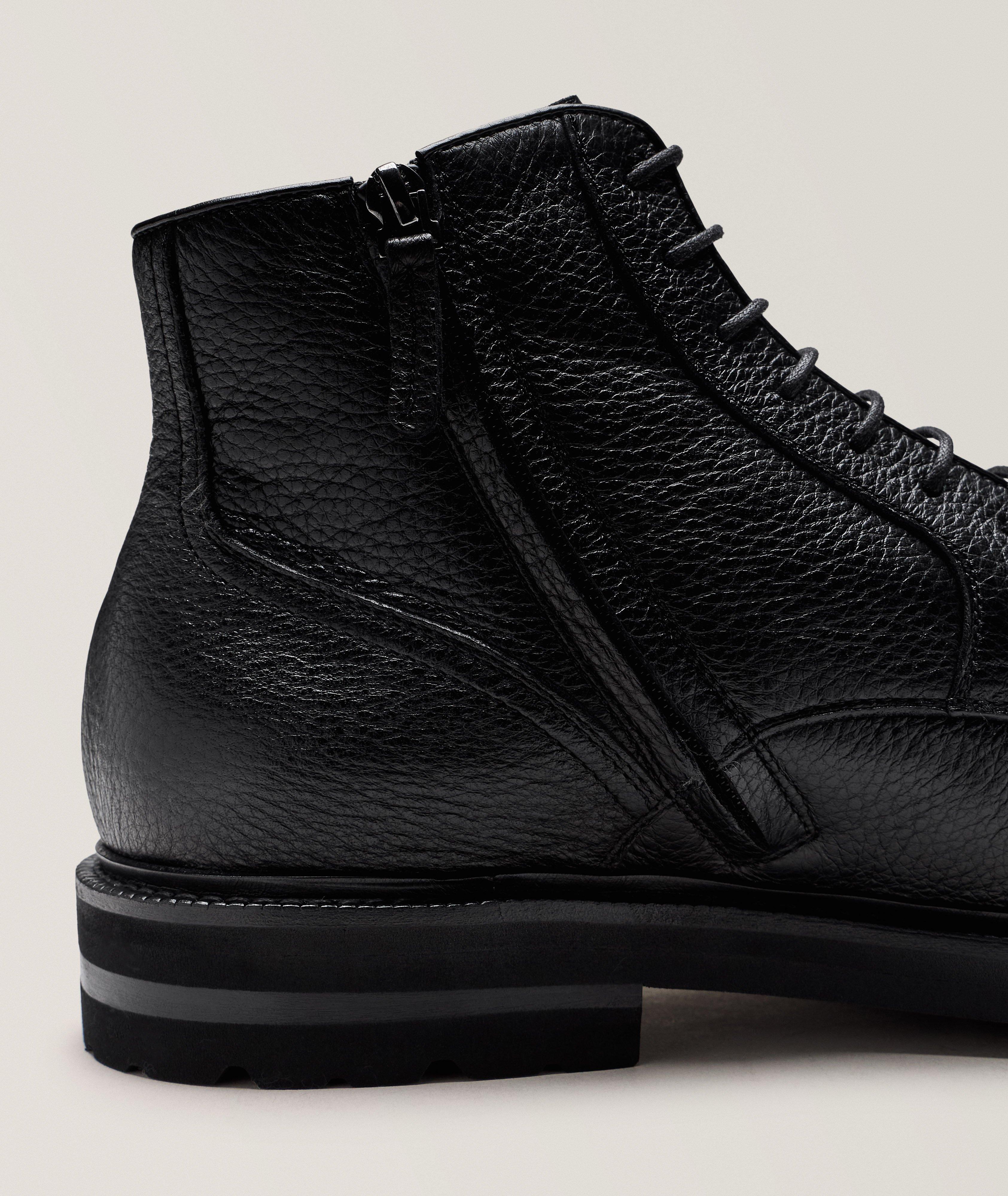 Deerskin Shearling Lined Cap-Toe Zip Boots image 3