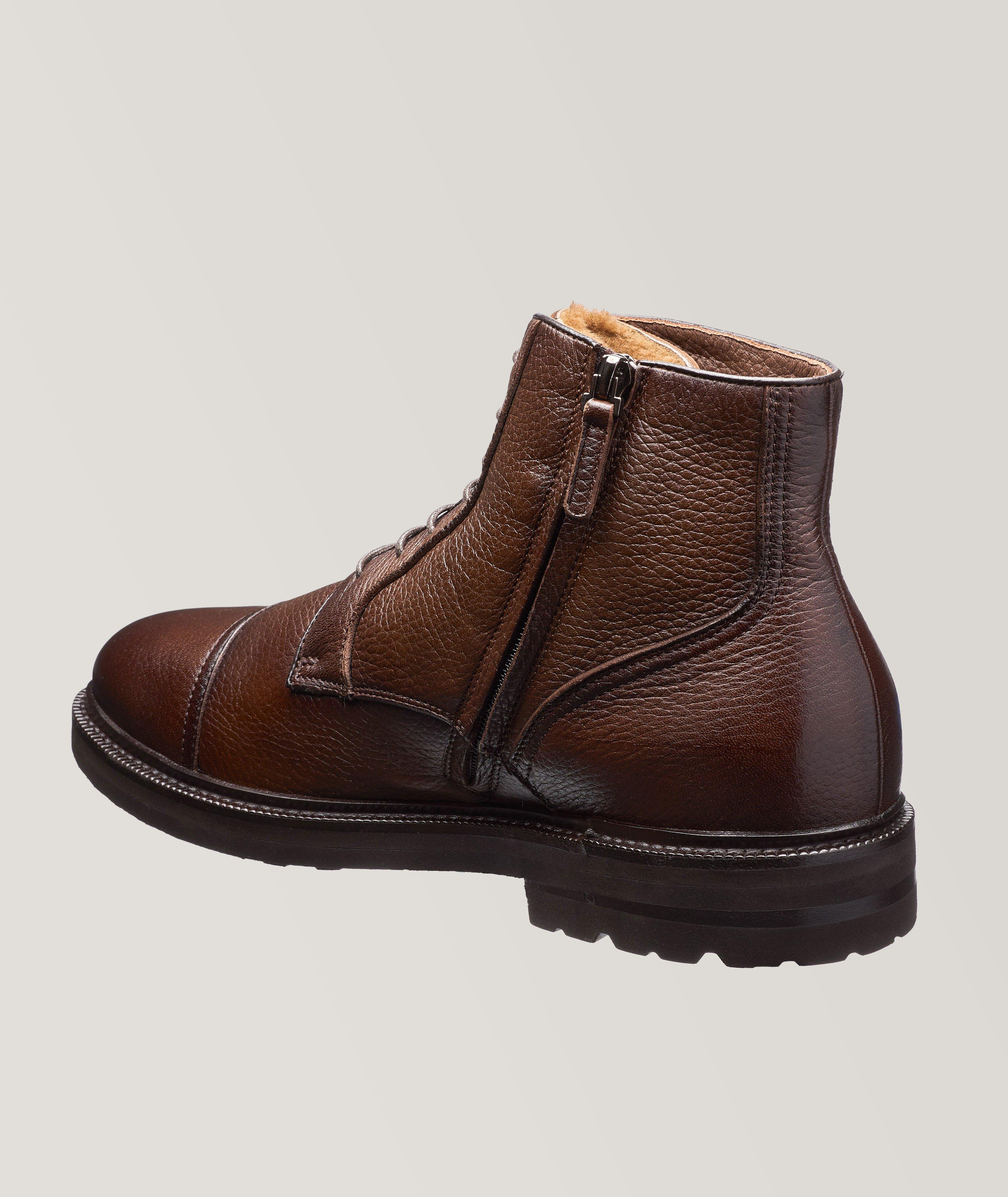 Deerskin Shearling Lined Cap-Toe Zip Boot image 1