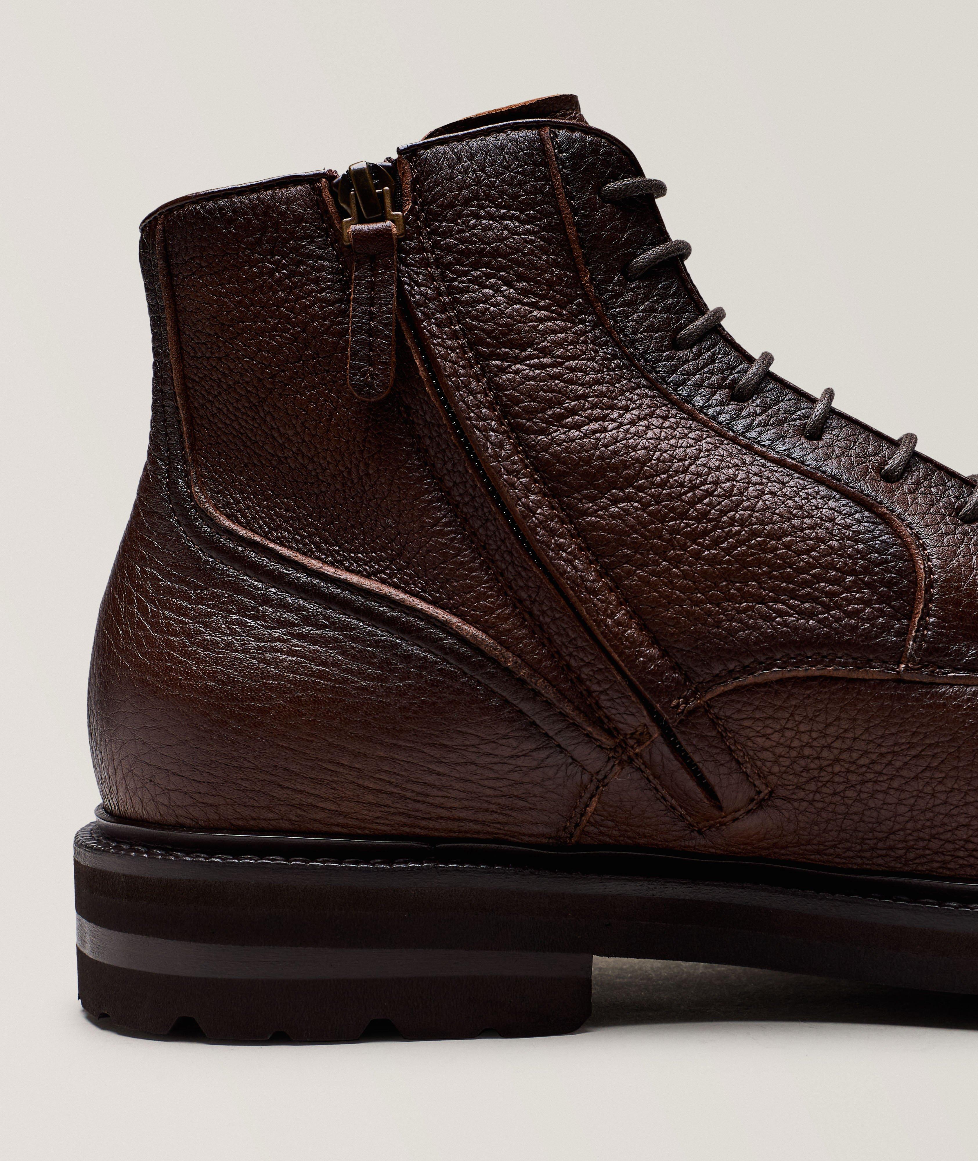 Deerskin Shearling Lined Cap-Toe Zip Boots image 3