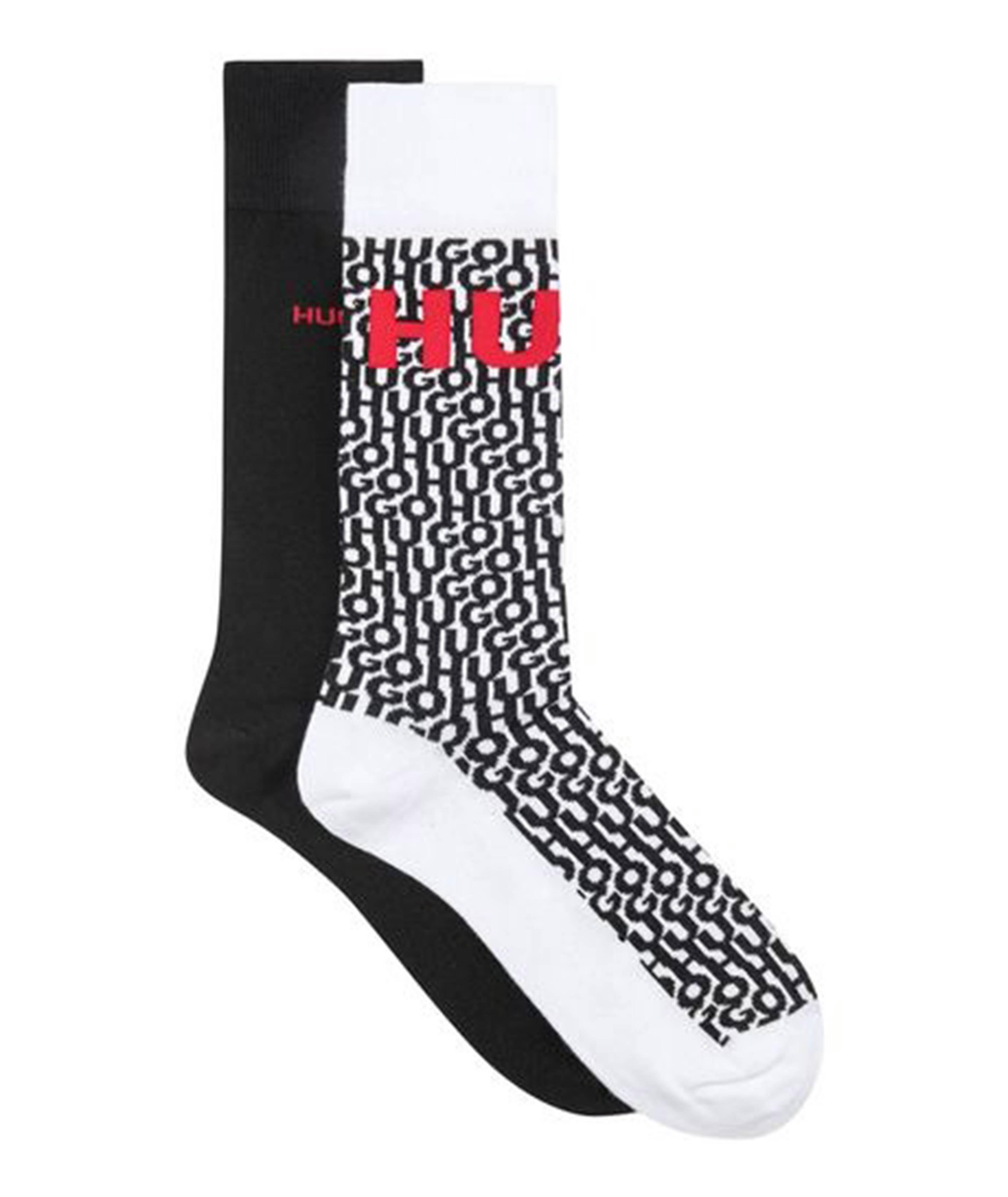 HUGO Ensemble de deux paires de chaussettes en coton extensible avec logos