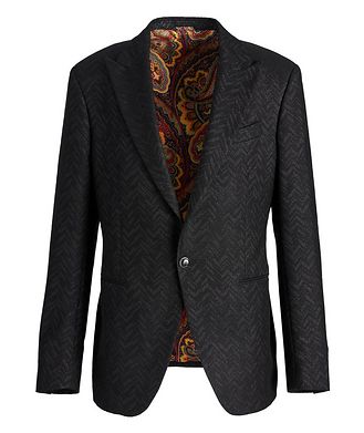 Etro Stretch-Wool Chevron Print Cocktail Jacket