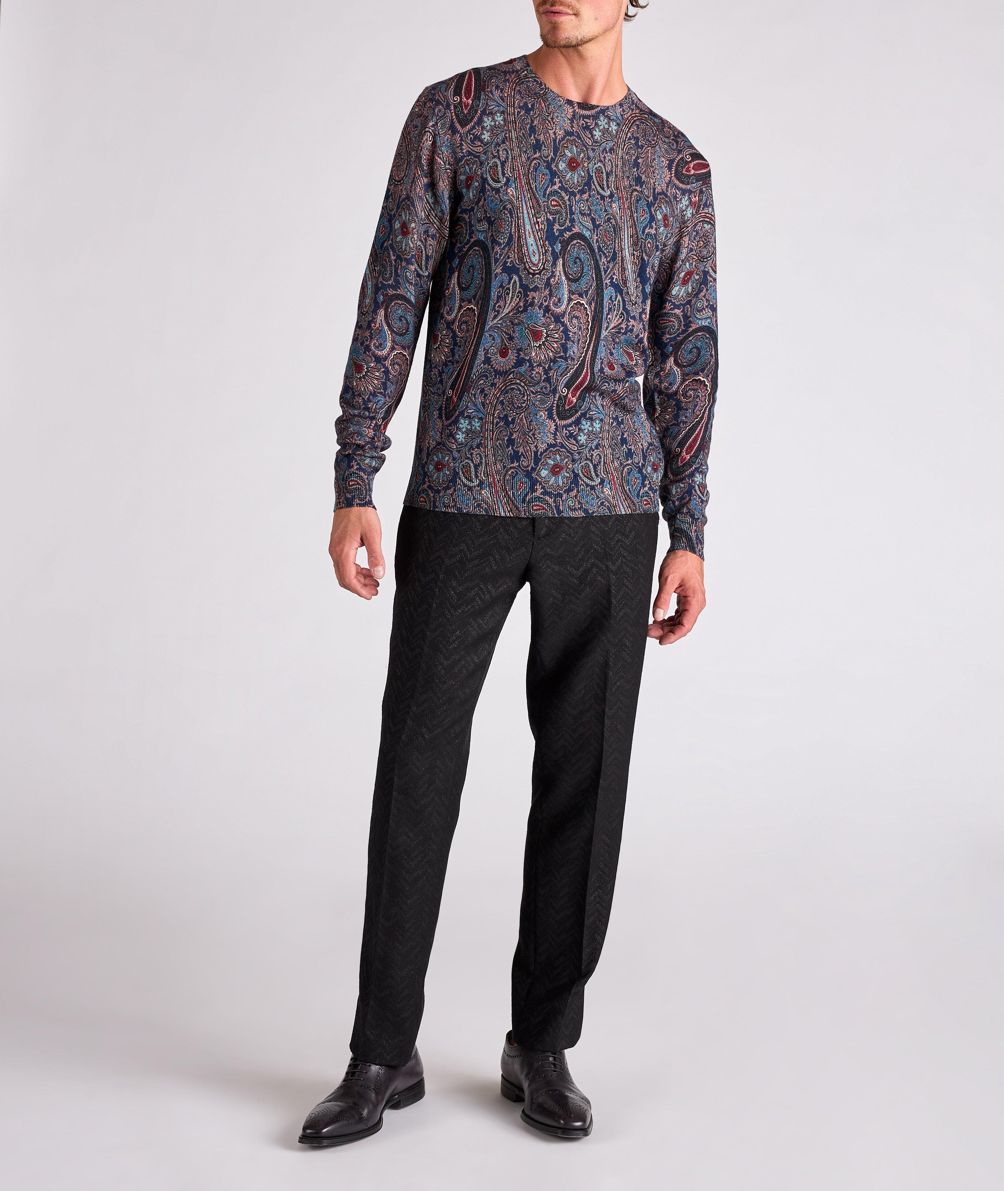 Pull en coton à motif paisley et à encolure ronde image 1