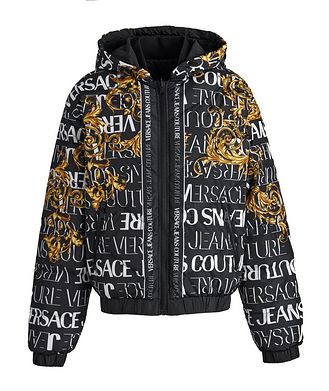 Versace Jeans Couture Reversible Baroque Logo Hooded Down Jacket