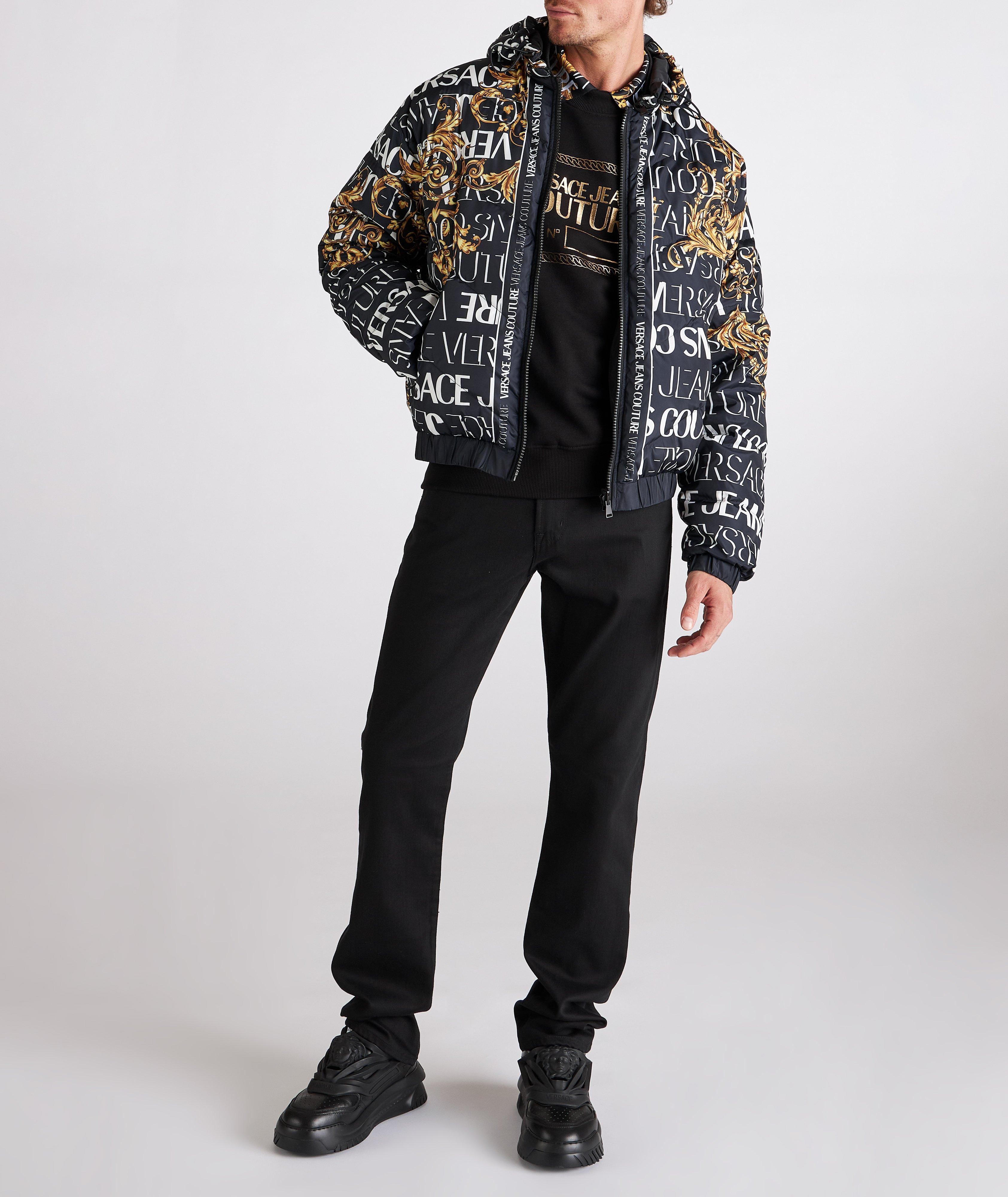 Foil Logo Printed Cotton Crewneck Sweater image 1