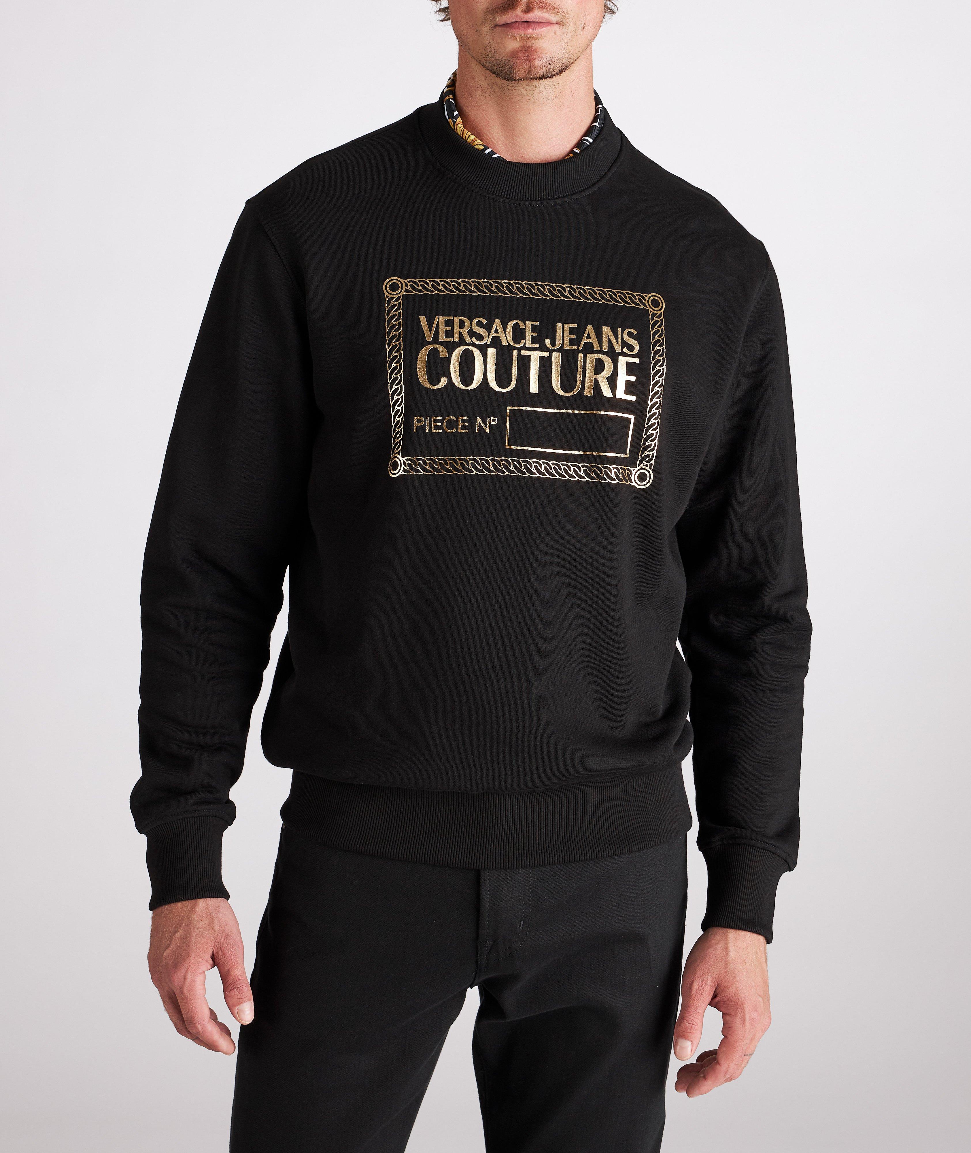Foil Logo Printed Cotton Crewneck Sweater image 2
