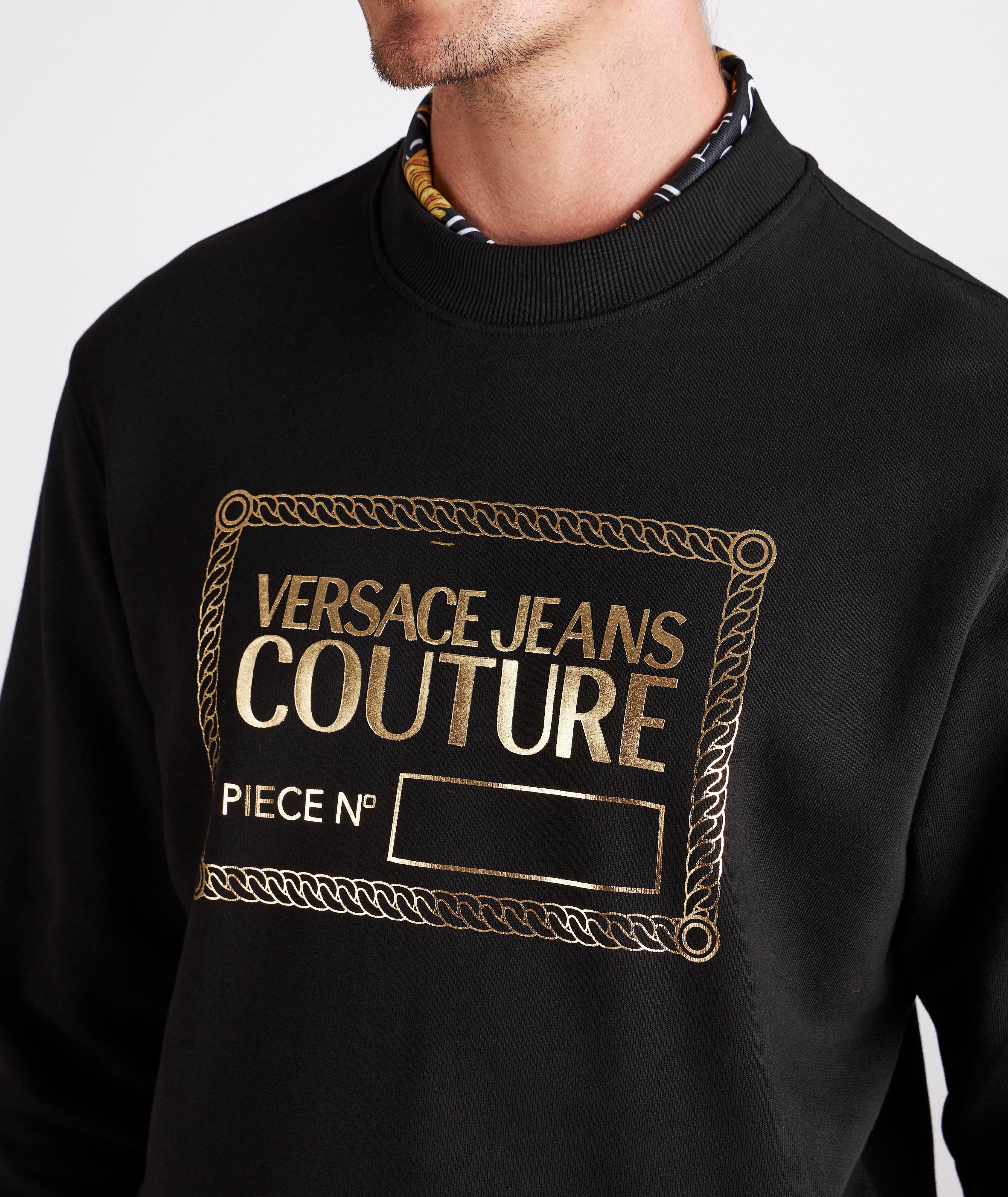 Foil Logo Printed Cotton Crewneck Sweater image 4