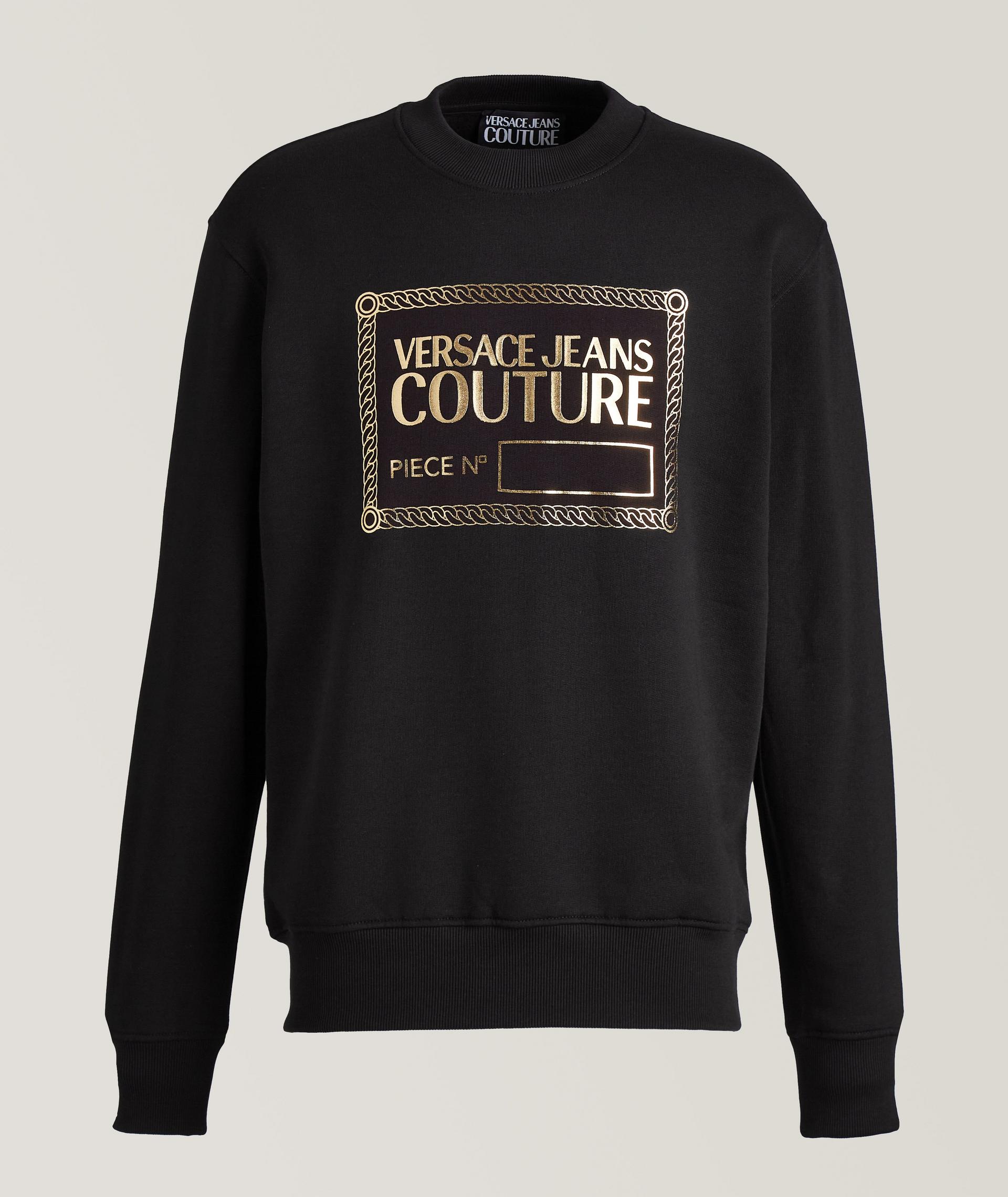 Foil Logo Printed Cotton Crewneck Sweater image 0