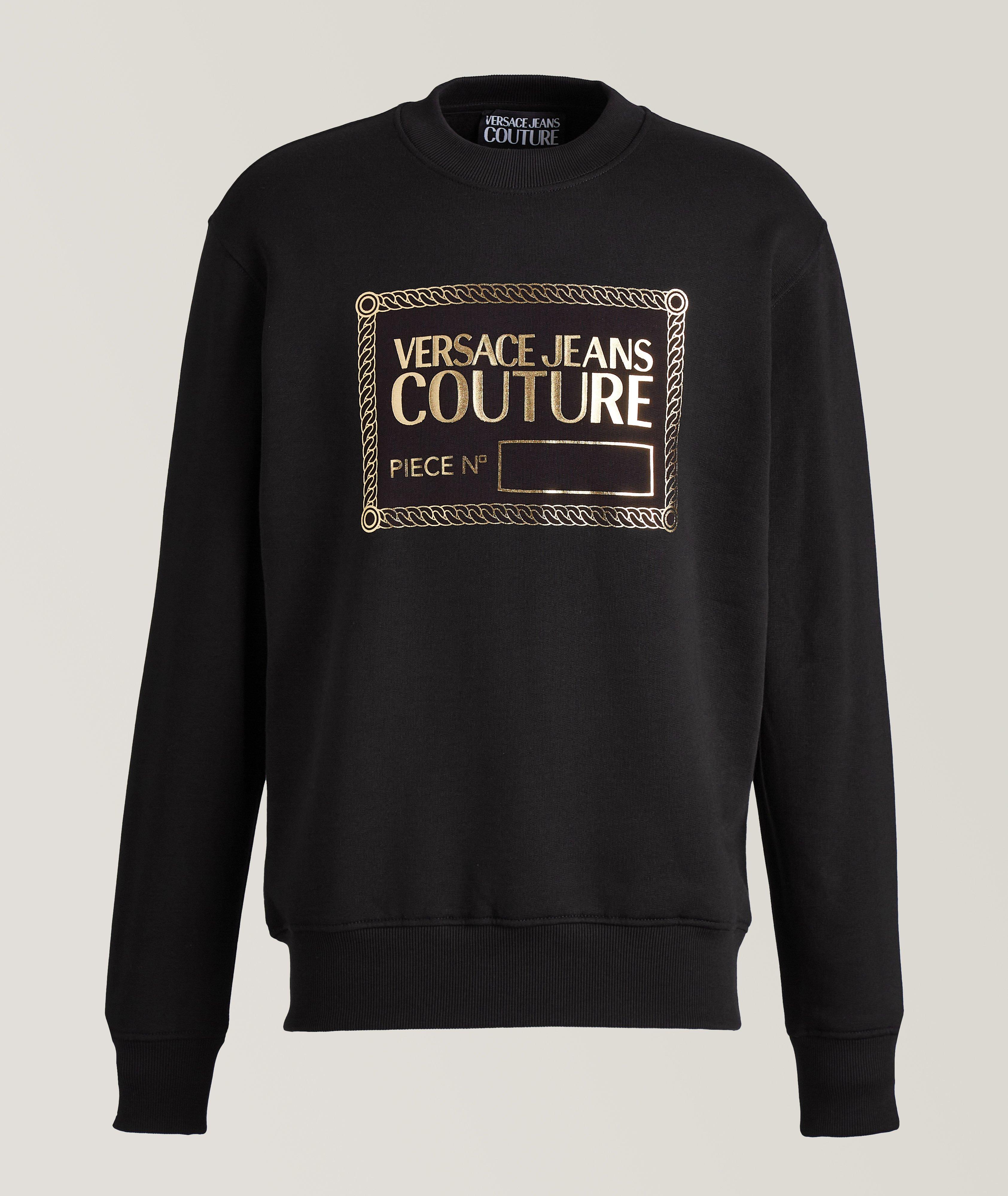 Foil Logo Printed Cotton Crewneck Sweater image 0