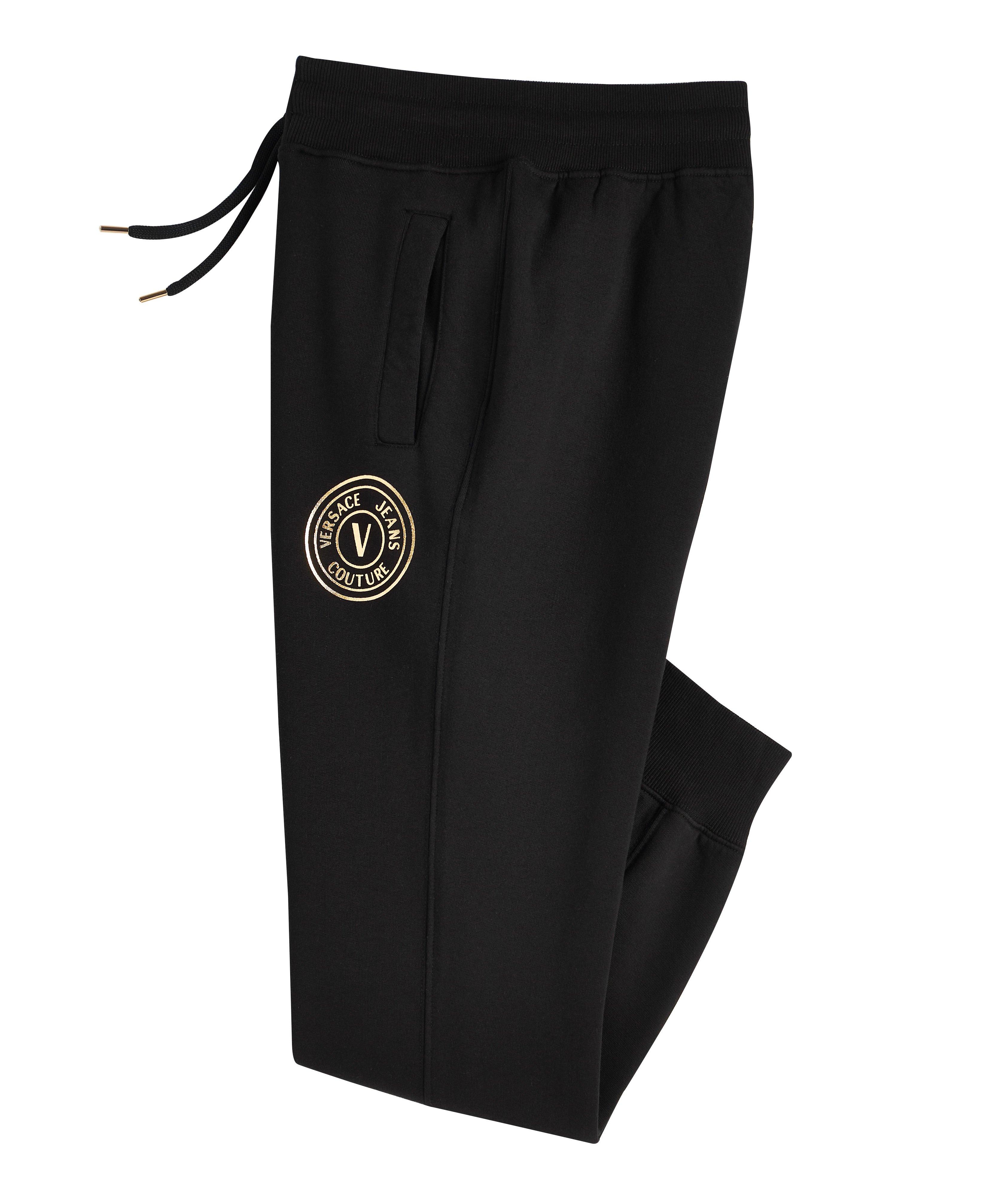 Pantalon sport en molleton de coton brossé avec emblème image 0