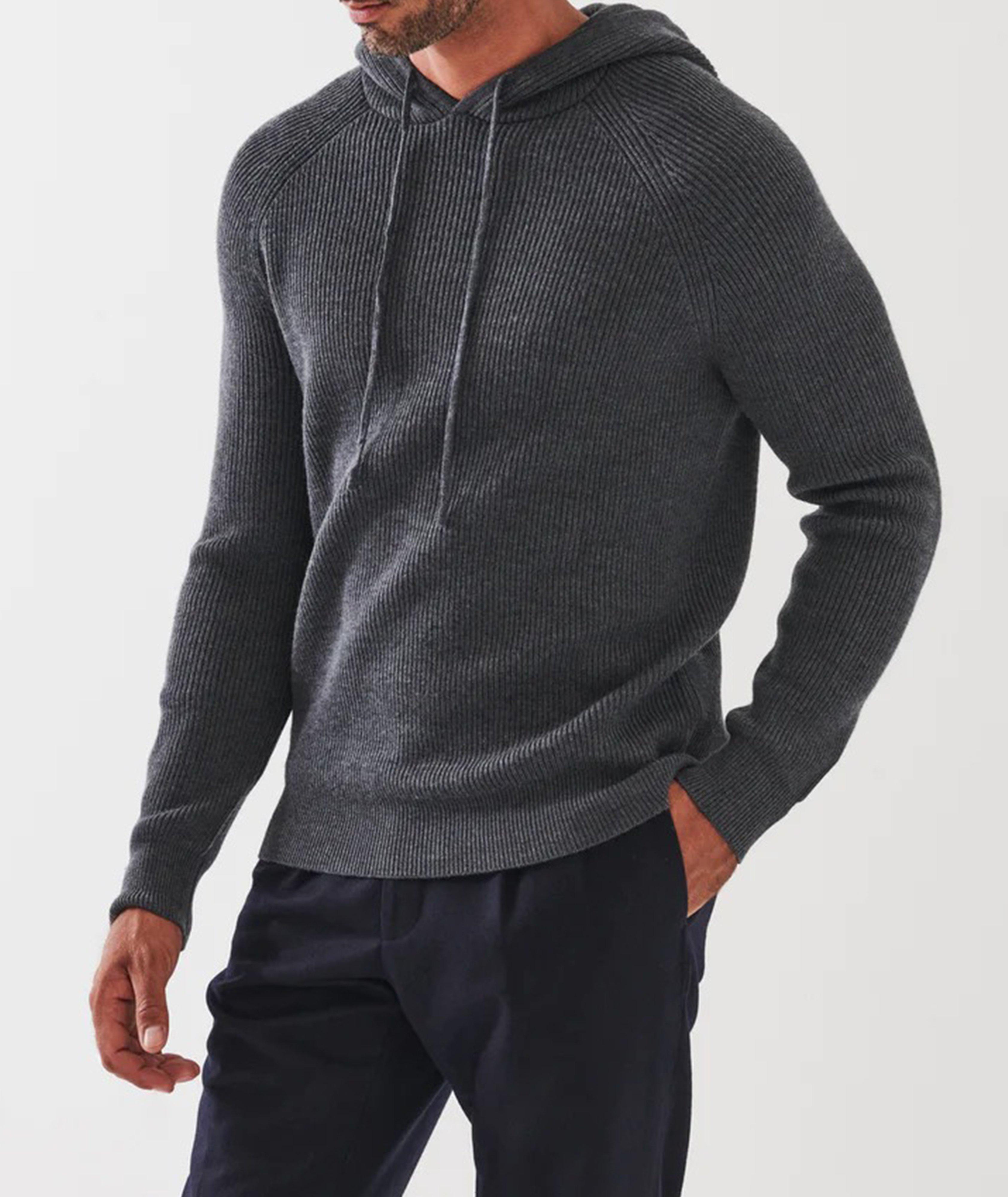 Ribbed Extra-Fine Merino Wool Hooded Pullover image 2