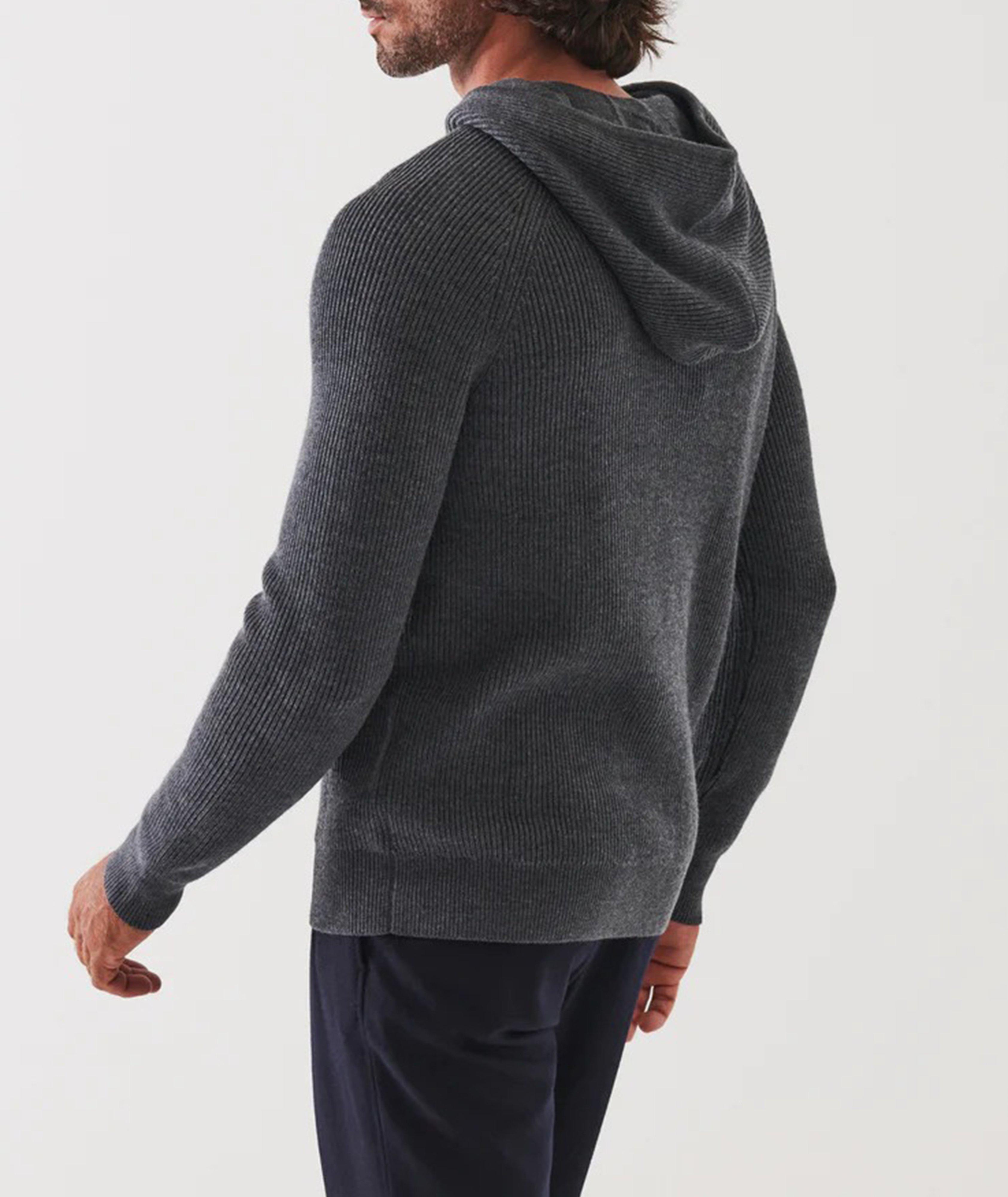 Ribbed Extra-Fine Merino Wool Hooded Pullover image 3